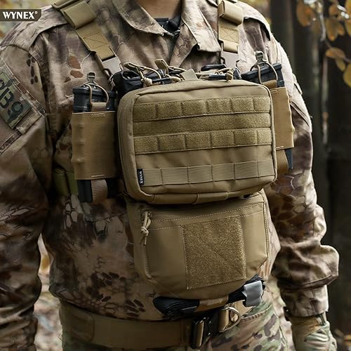 Miniatura 4 de WYNEX Bolsa táctica de administrador Mag, bolsa de herramientas Molle organizador médico EMT con soporte de cargador triple apilador para M4 M16