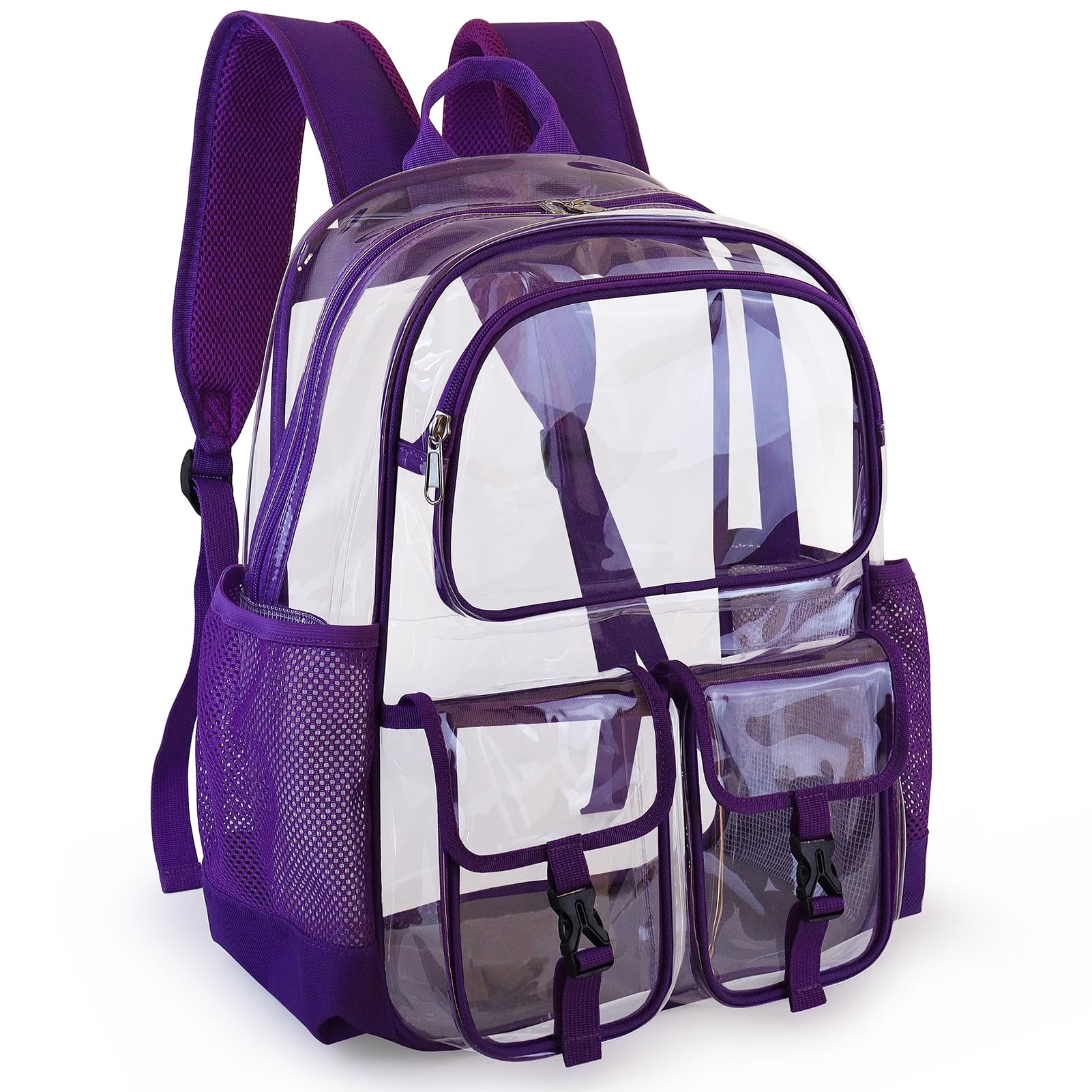 SKAITU Clear Backpack for School, Clear Bookbag Heavy Duty Transparent Backpacks 17 '' Large See Through Bag for Boys Girls