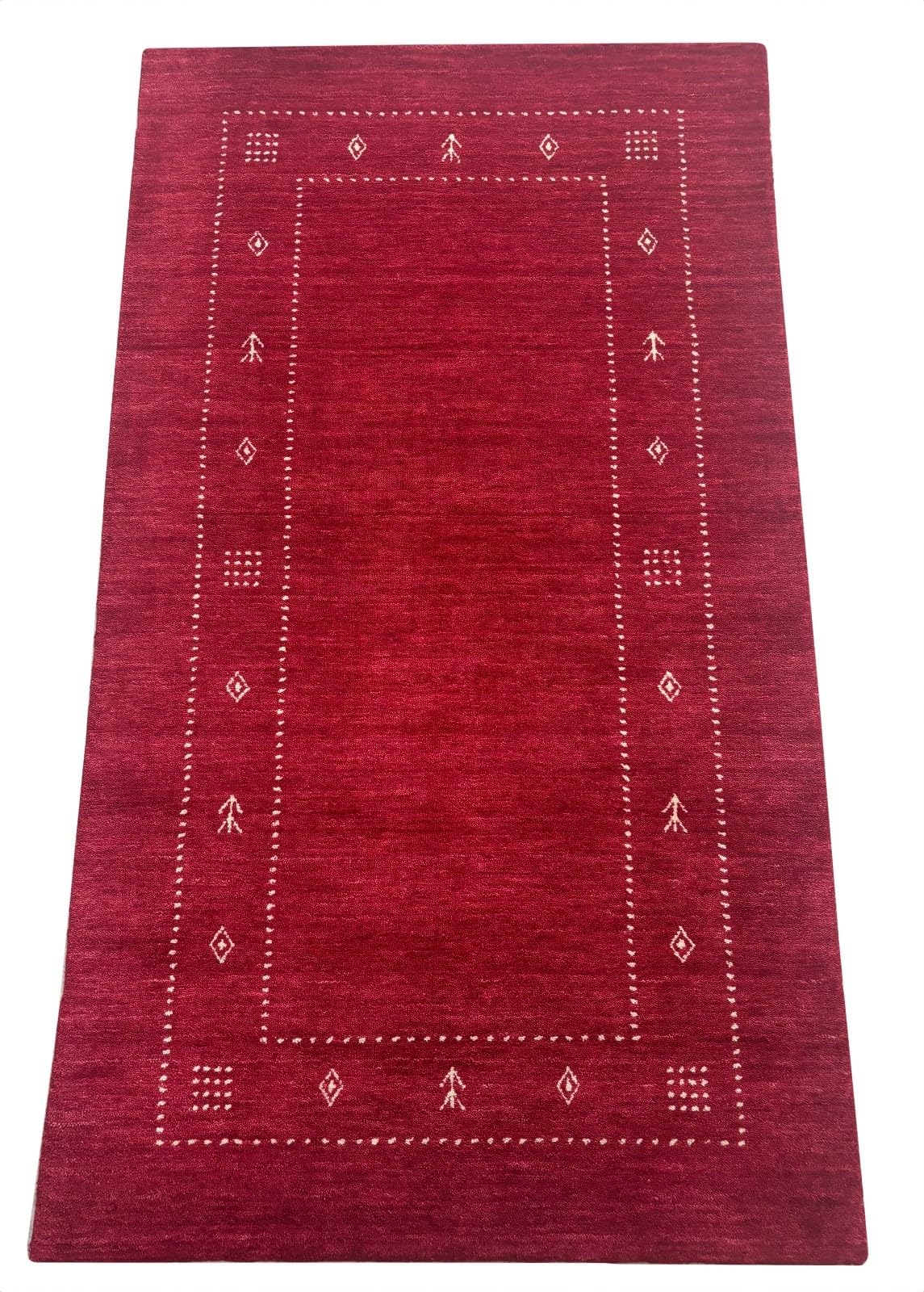 AC6 Tapis en laine rouge 90 x 160 cm tissé à la main 100