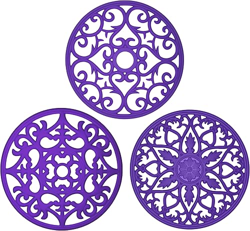 Nadia Innovation - Salvamanteles de silicona premium, juego de 3, posavasos y almohadilla caliente, alfombrilla flexible, diseños modernos,