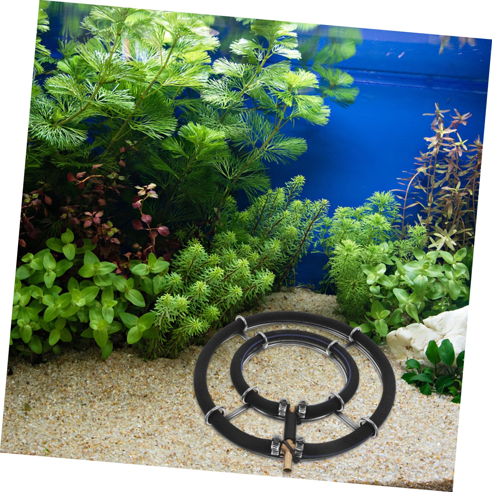 Veemoon Diffuseur d'air Rond Anneau à Bulles en Acier Inoxydable Installation Facile, Usage sous-Marin Longue Durée pour Aération pour Aquarium et Bassin