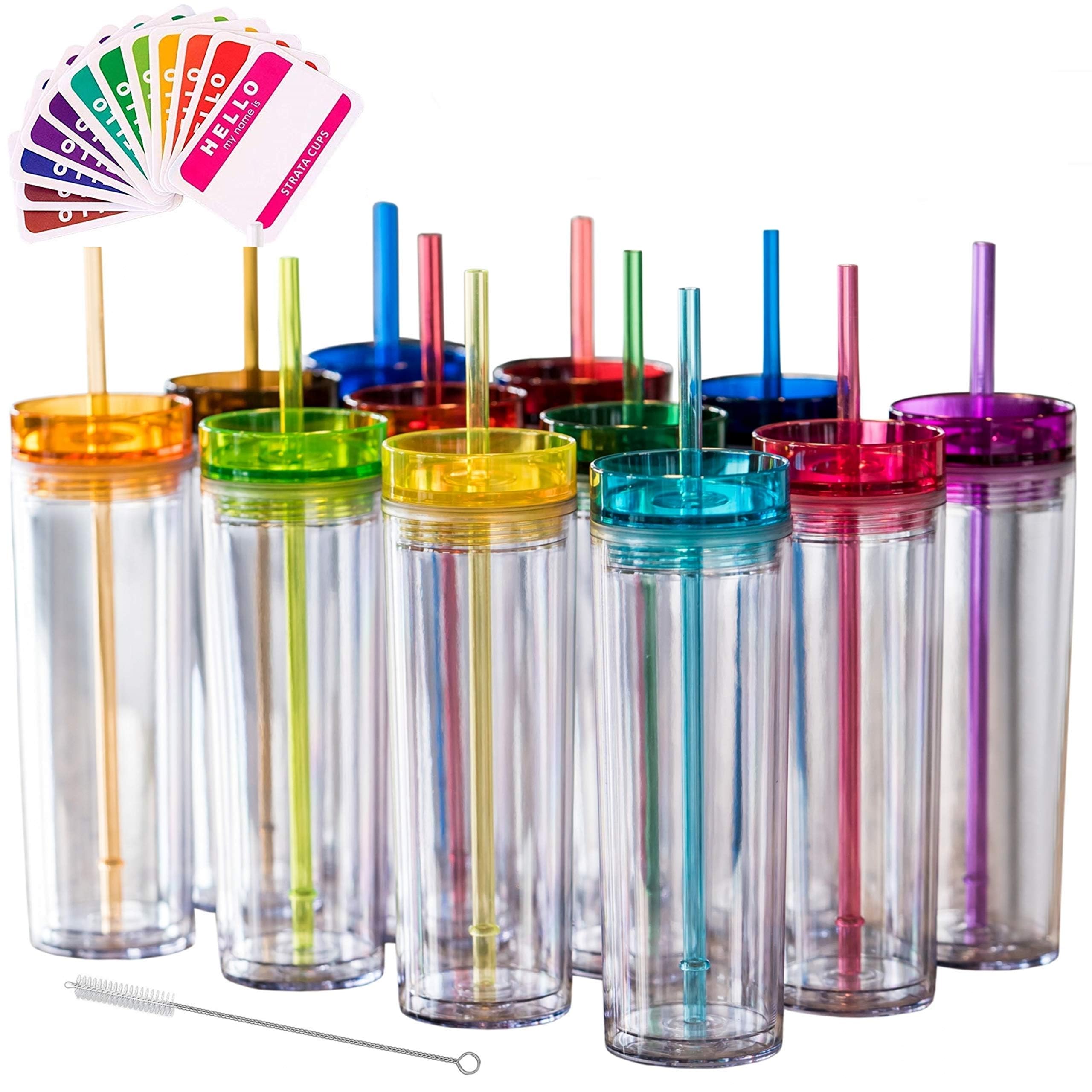 Vaso de acrílico, 24 unidades, multicolor