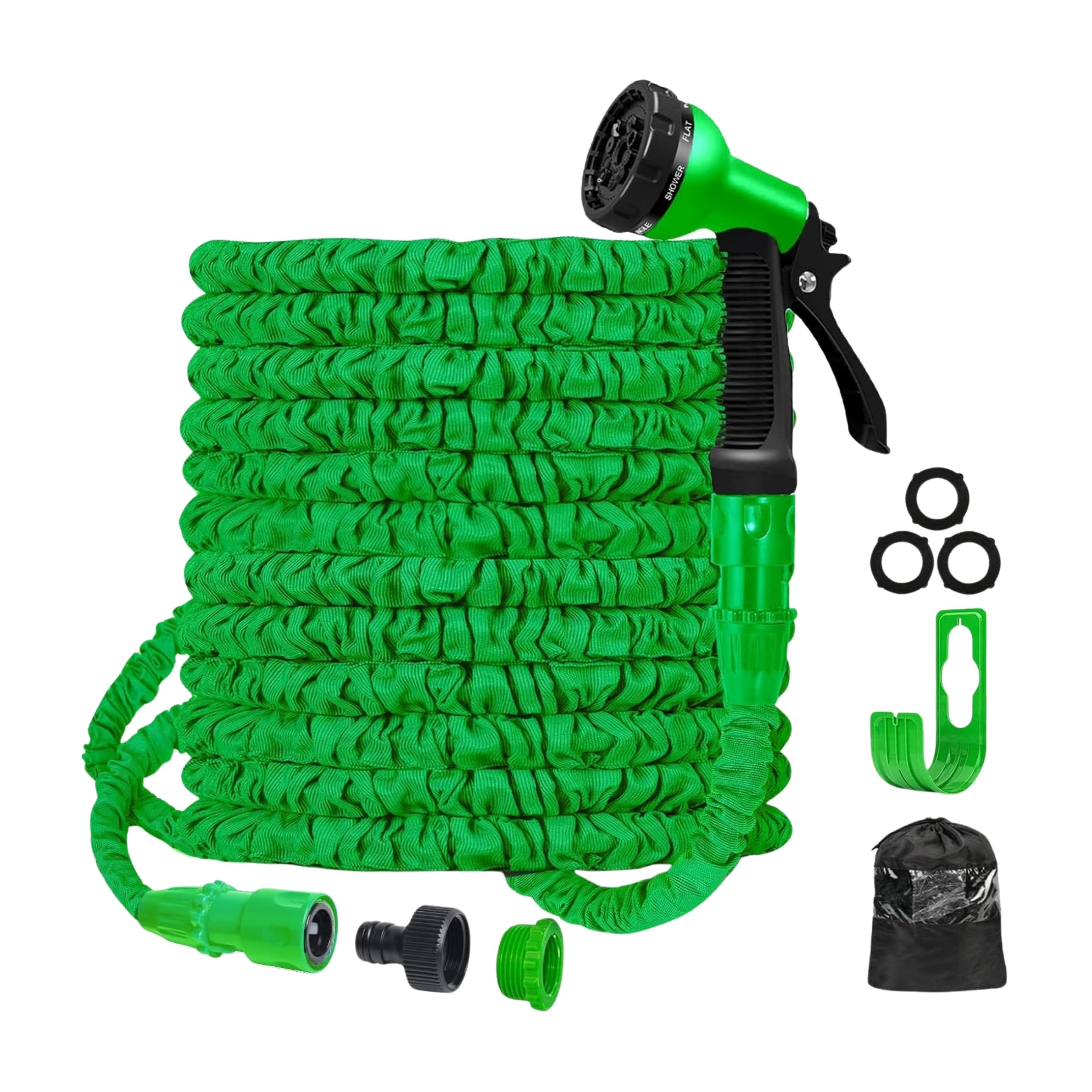 Magic Expandable Garden Hose Pipe – Anti-Kink Design with 7-Mode Adjustable Spray Nozzle (Green, 100FT)