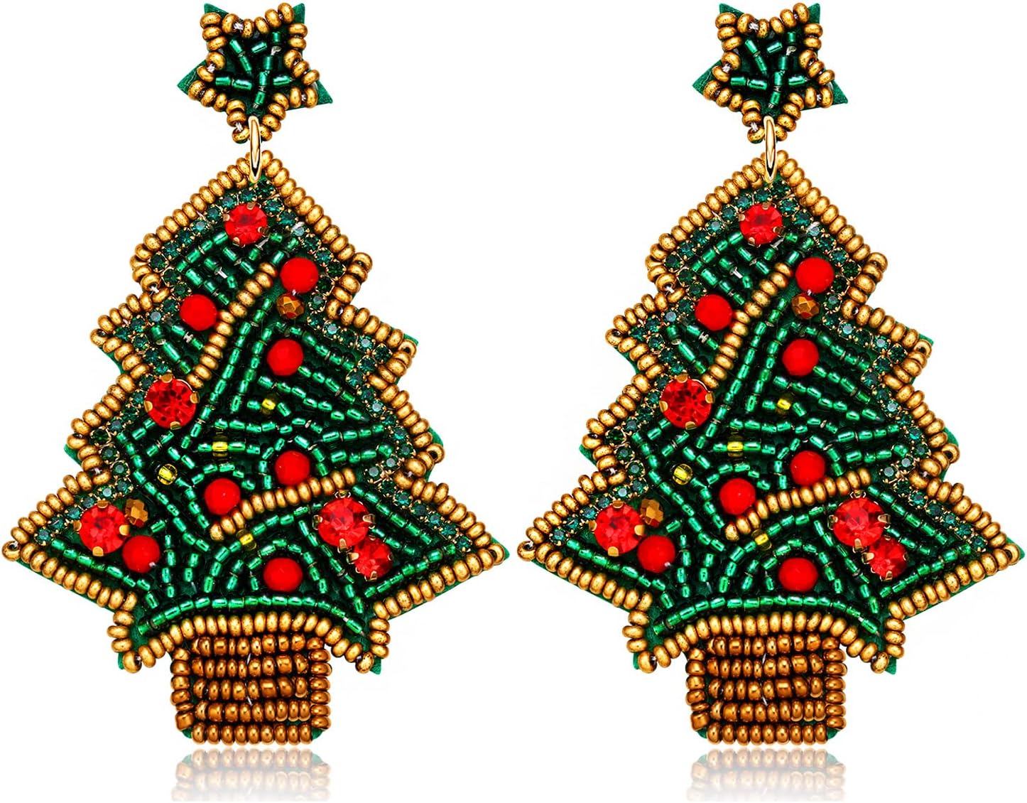 Christmas Earrings for Women Beaded Holiday Reindeer Bulb Boot Earrings Handmade Christmas Tree Drop Dangle Earrings Festive Jewelry Gifts