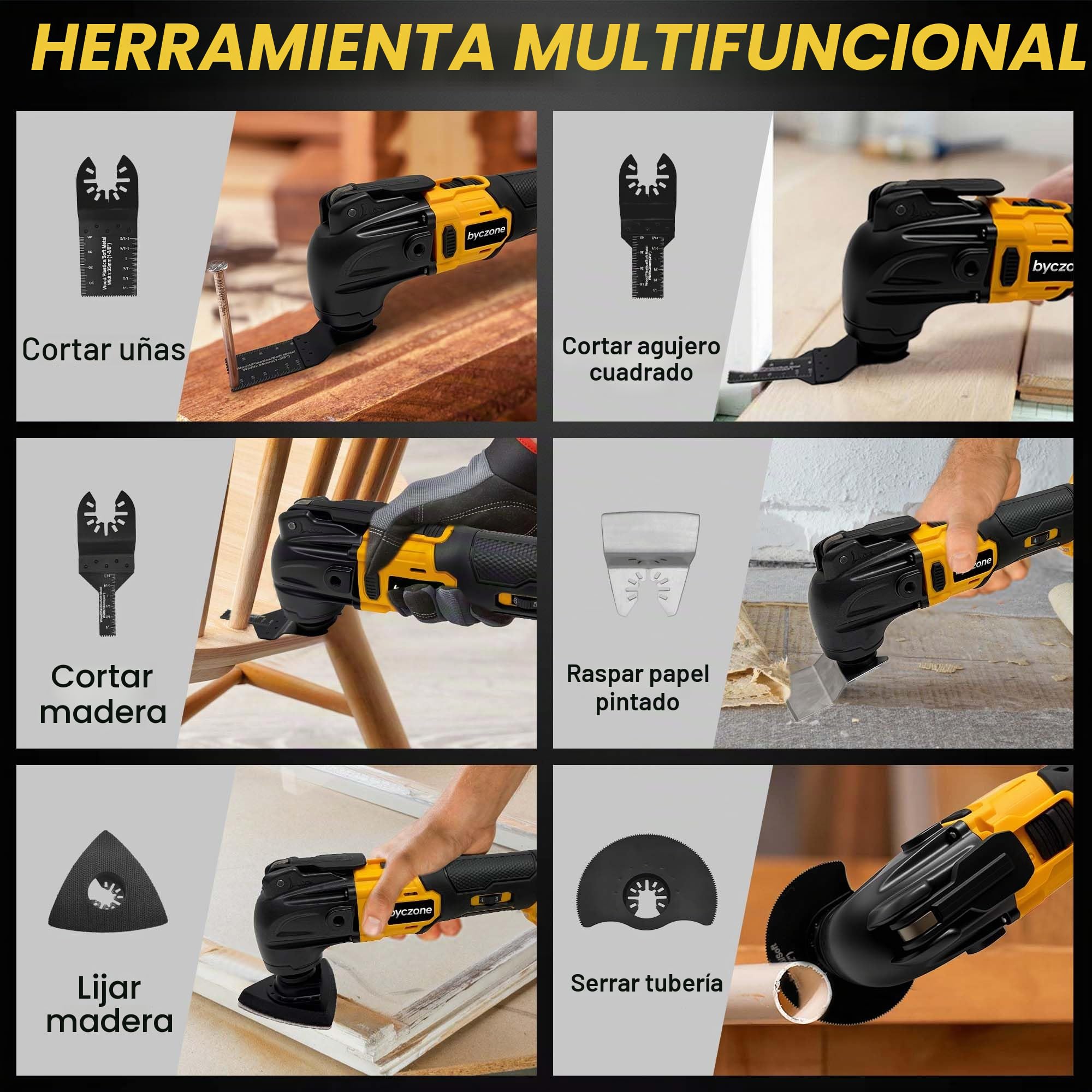 Multiherramienta oscilante inalámbrica para batería DeWalt de 18 V, multiherramientas inalámbricas con 6 velocidades variables, ángulo de oscilación de 4°, herramienta oscilante de 23 piezas para