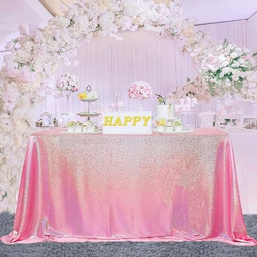 FUHSY Mantel de lentejuelas color rosa intenso de 55 x 102 pulgadas, mantel holográfico brillante para fiestas, mantel de boda con purpurina para FUHSY Mantel de lentejuelas color rosa intenso de 55 x 102 pulgadas, mantel holográfico brillante para fiestas, mantel de boda con purpurina para