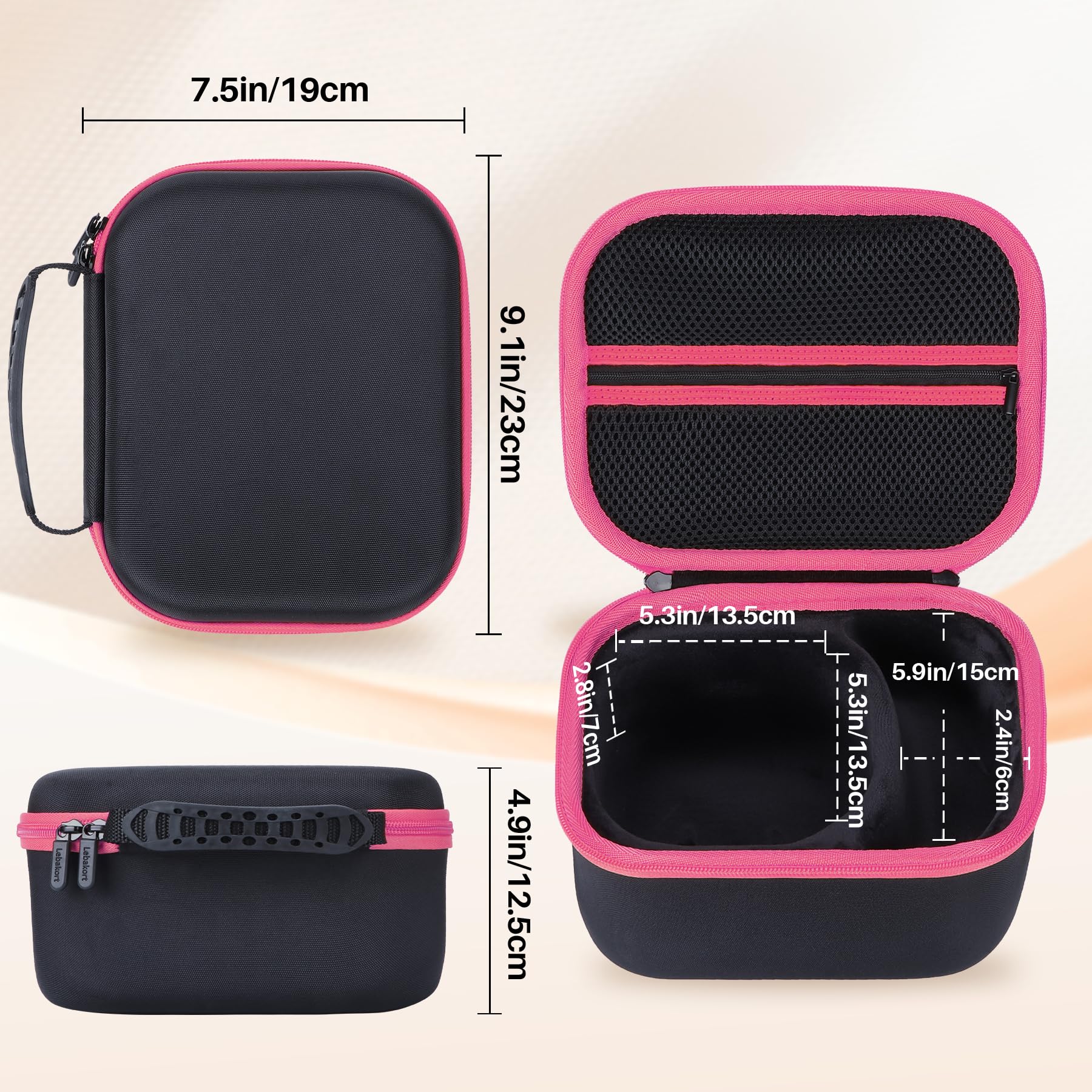 Lebakort Hart Schutz Hülle Etui für Walker's Razor Slim Elektronischer Muff Schieß-Ohrenschützer (Schwarz+Rosenrot)