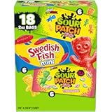 SOUR PATCH KIDS and SWEDISH FISH Mini Soft & Chewy Candy Variety Pack, Bulk Candy, 18-2 oz Bags