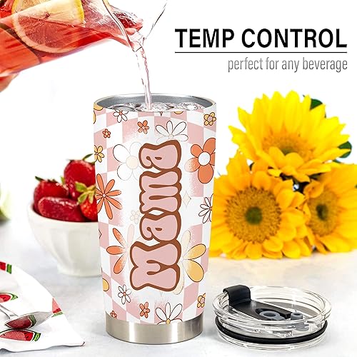 Vista 3 de Groovy Mama - Vaso con pajillas, regalos para mamá para nuevas mamás, vaso de viaje de acero inoxidable, 20 onzas mama,Autismo Mamá,La mejor mamá