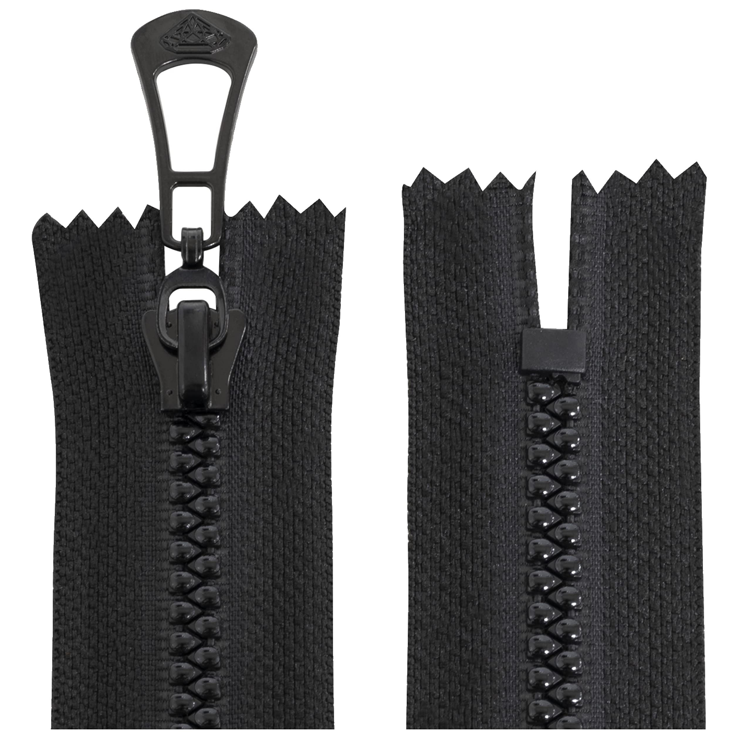 AERZETIX Reißverschluss Nr. 5, 16 Cm Nutzbar – Selbstklemmend, Schwarz, Mit Metall-Zuglasche (2er-Set)