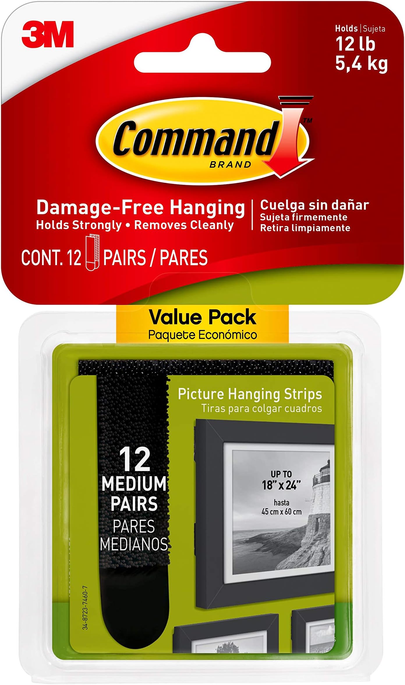 Command Black Picture Hanging Strips, 12 Pairs (24 Strips), Medium, Decorate Damage-Free (17204BLK-12ES)