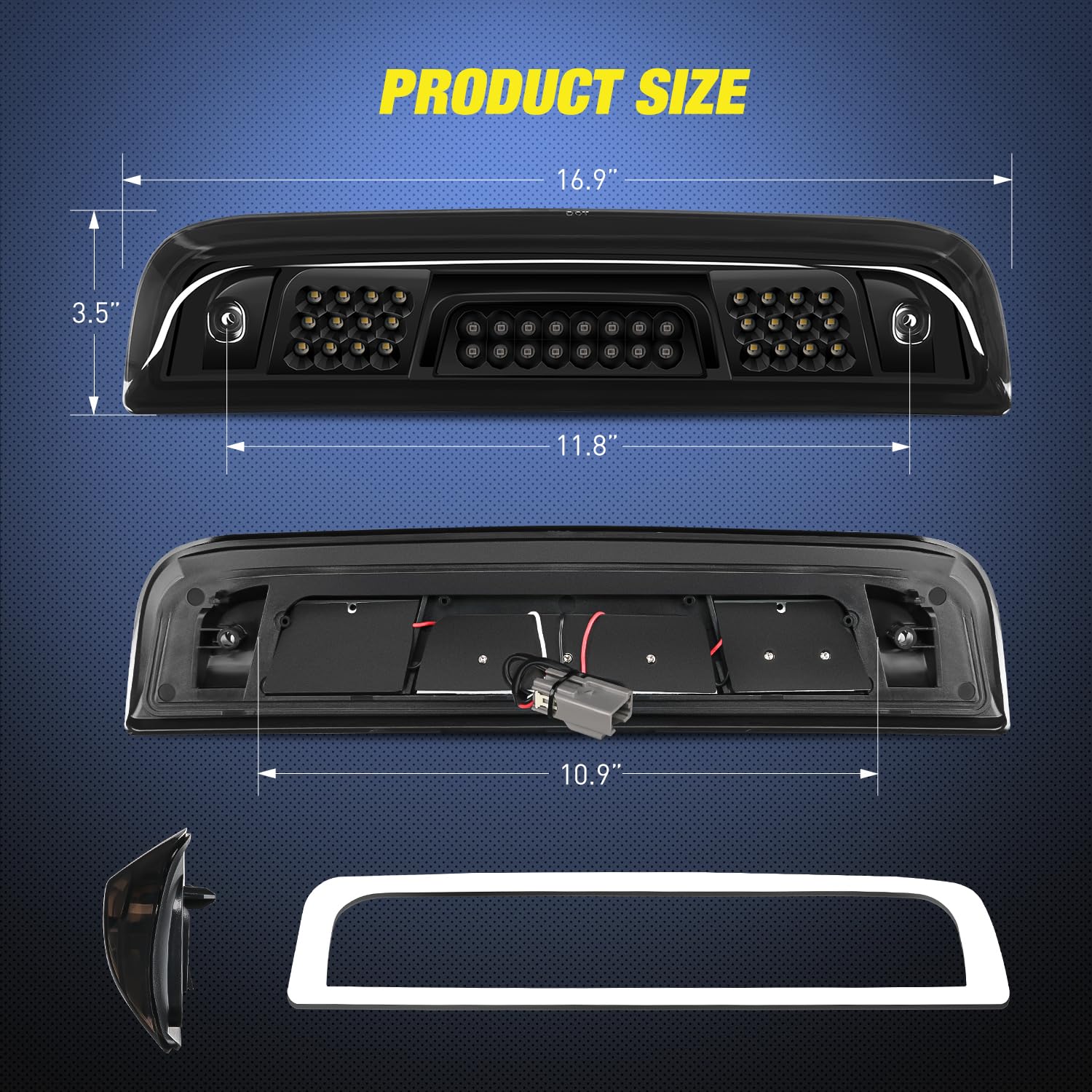 Nilight Third Brake Light High Mount 3rd Stop Reverse Cargo LED Lighting for Chevy Silverado GMC Sierra 1500 2500 3500HD 2014-2018 Pickup Truck Rear Cab Center Tail Lights