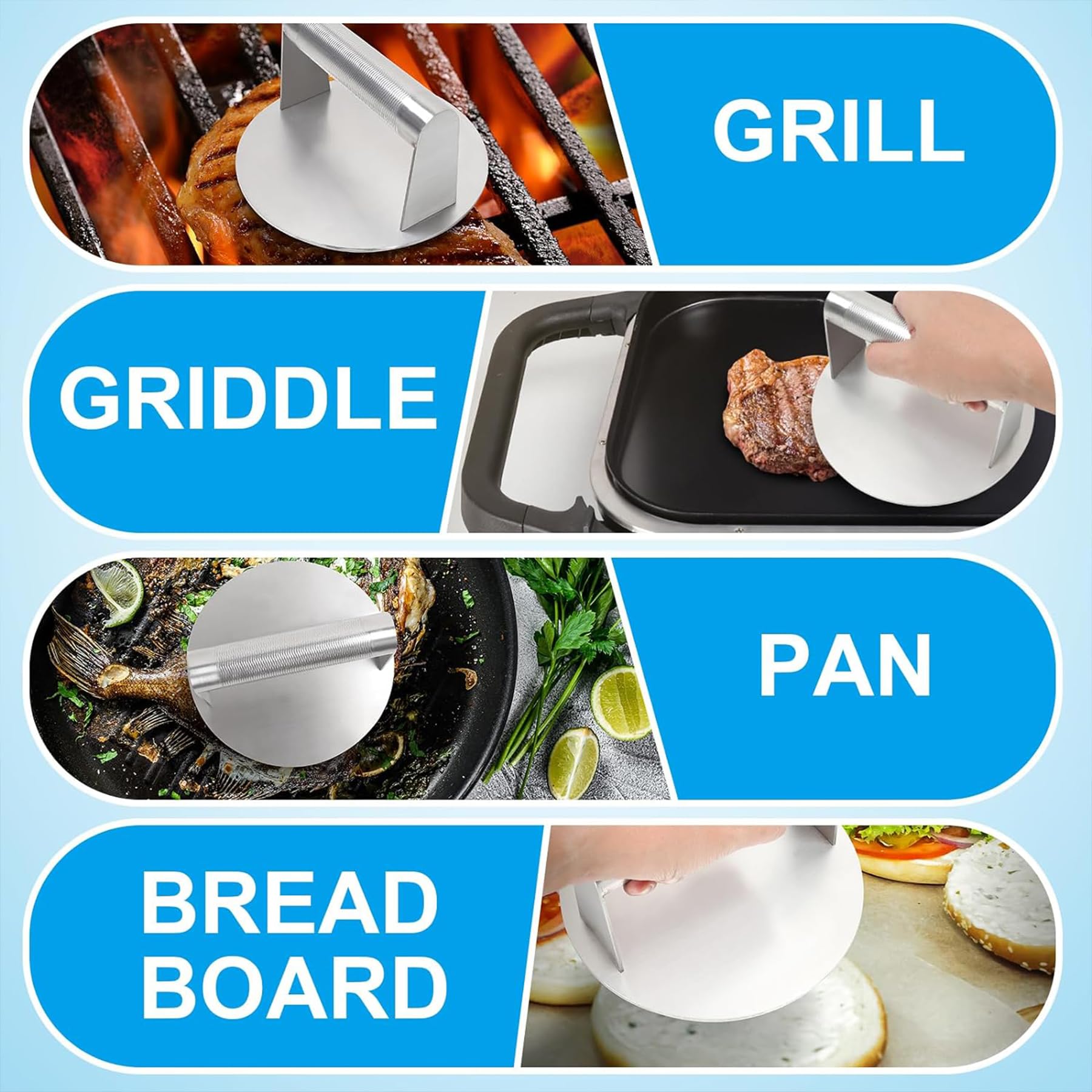 SafBbcue Griddle Accessories Set - 6.2" Burger Press & 12" Melting Dome For Blackstone/Flat Top Grills - View #2