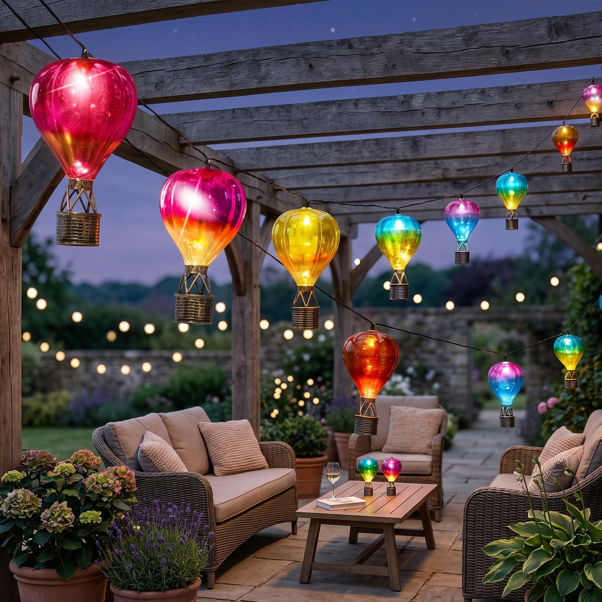 Hot Air Balloon String Lights 4.7m Cable Length Outdoor Fairy Lights LED's