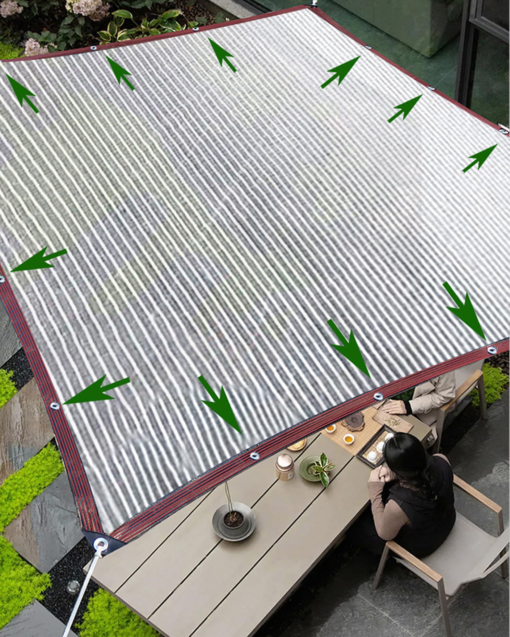 Silber Schattiernetz reflektierende UV 4x6m Aluminium Schattierungsnetz Atmungsaktive Kühlung,85% Schattiernetz Mit Ösen Einfachen Aufhängen,Sonnensegel für Gewächshäuser Garten Patio Pflanze