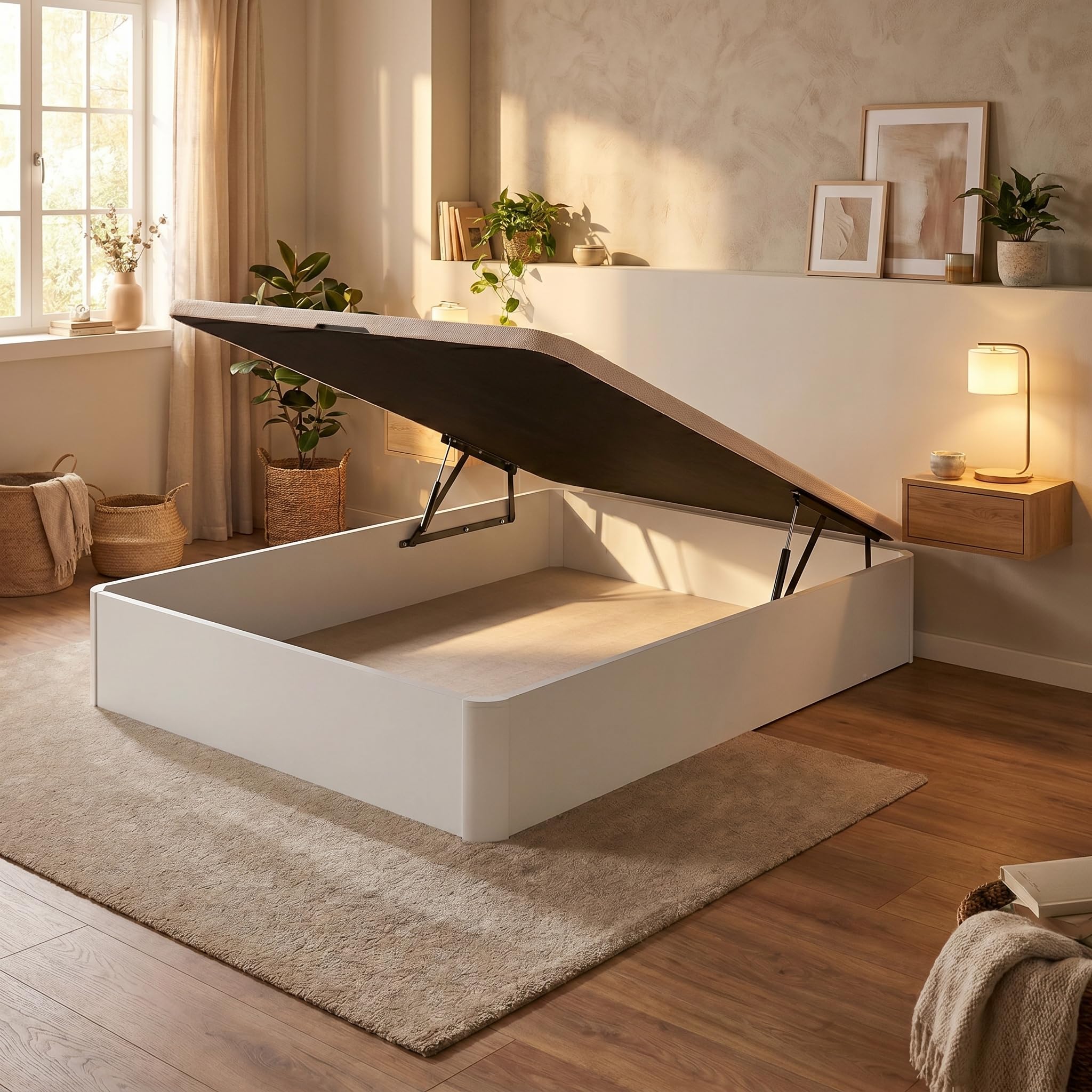 Shiito - Canapé Abatible Altea 90x190 cm Gran Capacidad Tapa 3D Transpirable Blanco