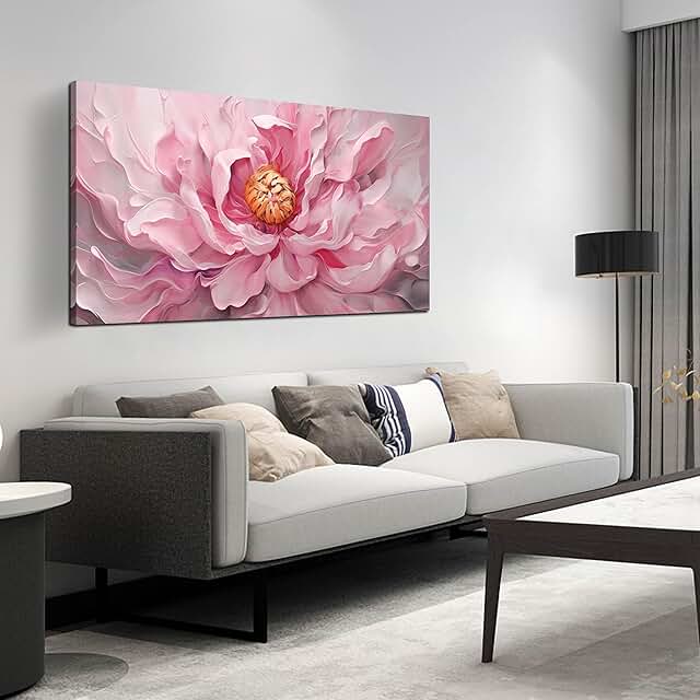 Prepeyssee Floral Wall Art for Living Room Pink Wall Art Large Botanical...