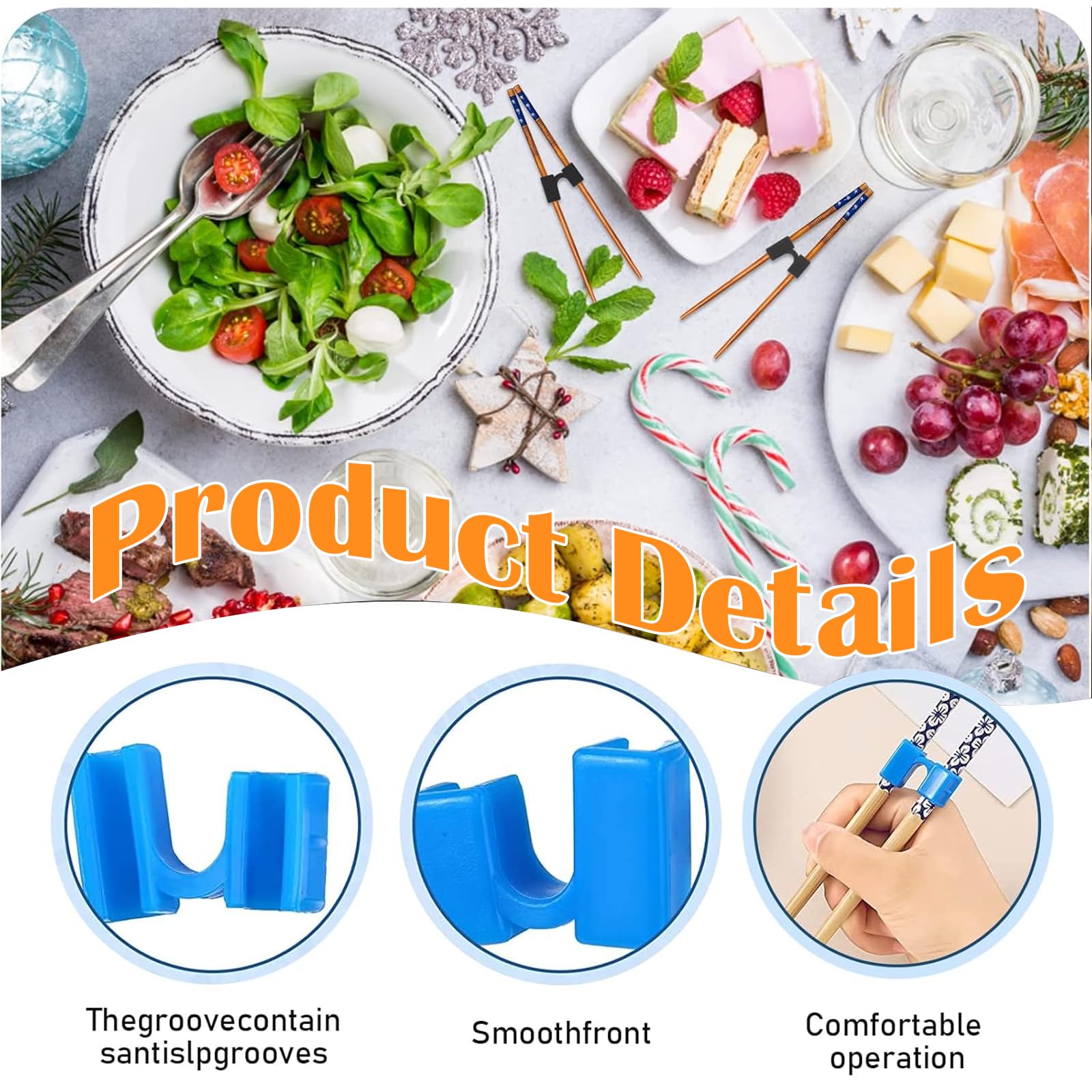WUERKIYA 24Pcs Reusable Chopstick Helpers, Training Chopstick Hinges Connector Practice Chopsticks - Image 3