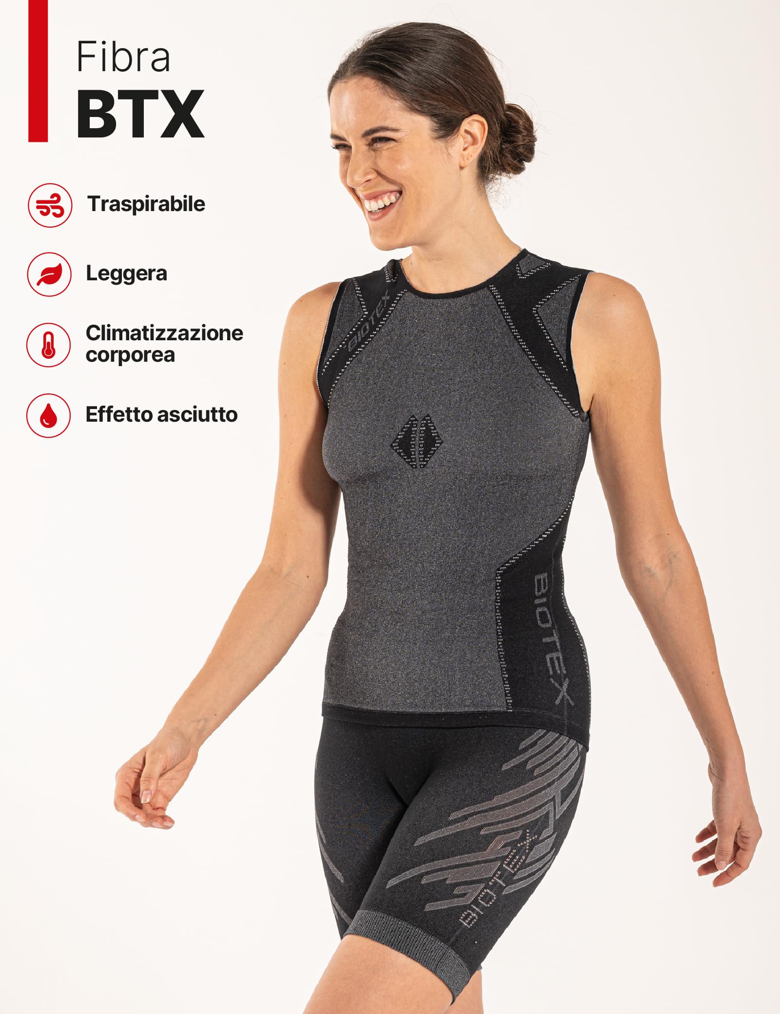 BIOTEX Canotta Reverse Unisex, Ideale per Ciclismo, Running e Sport Estremi, Design Senza Cuciture, Traspirante