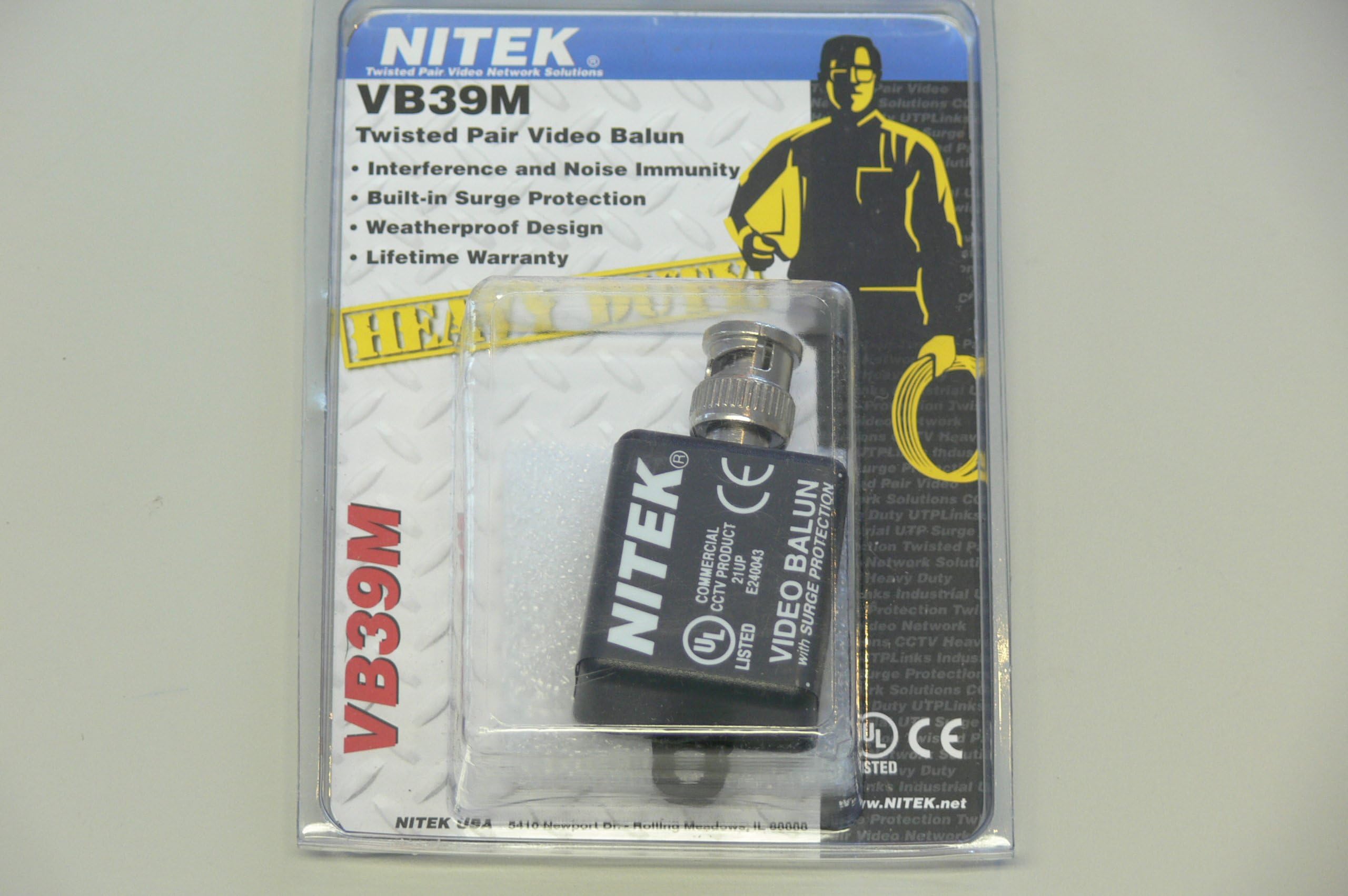 NitekVB39M - Video Balun Transreiver Surge Supression 1000ft Male