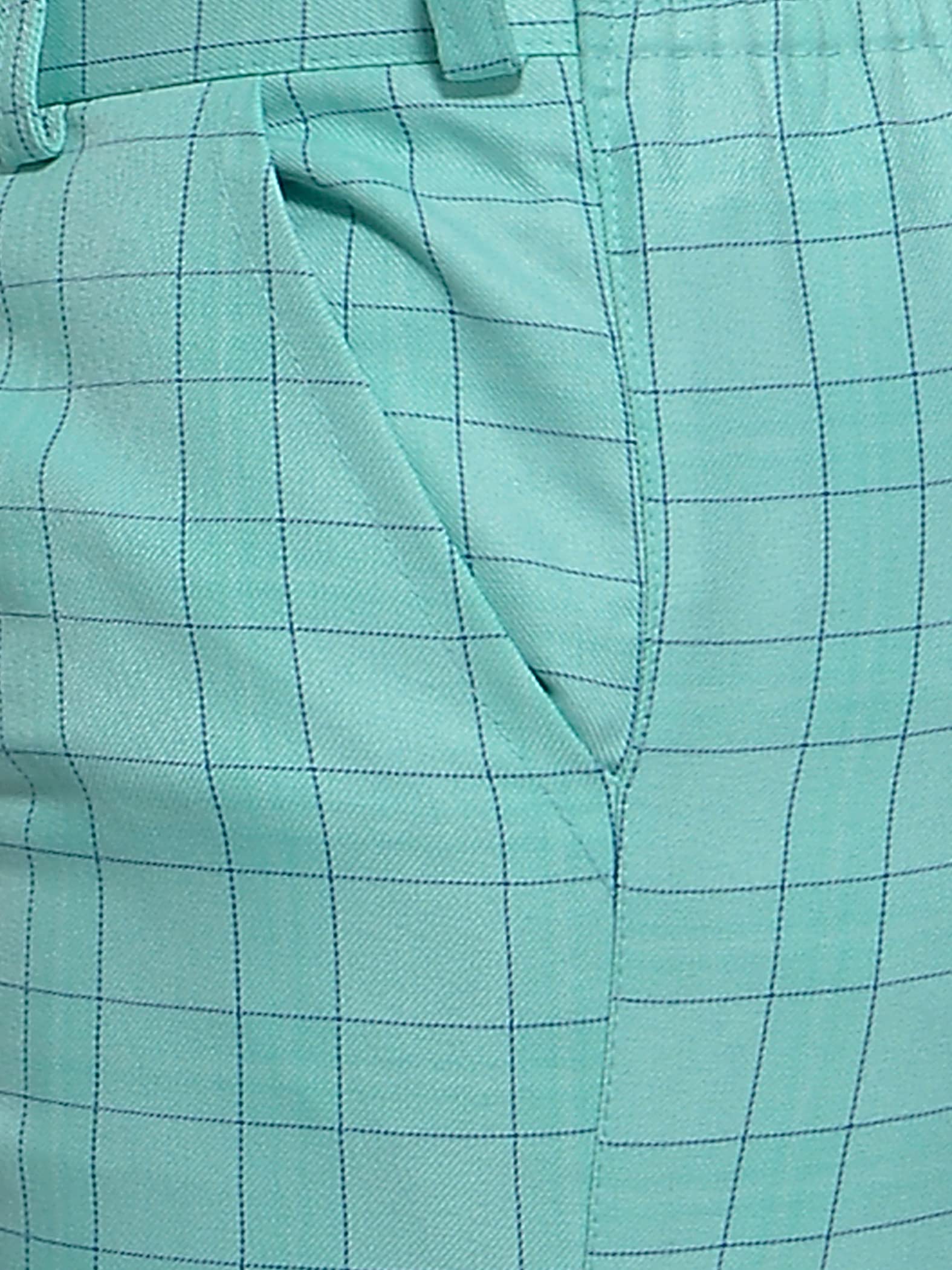 Jeetethnics Boys Turquoise Checked Coat Suit Set with Waistcoat Shirt and Trousers (9089) 3