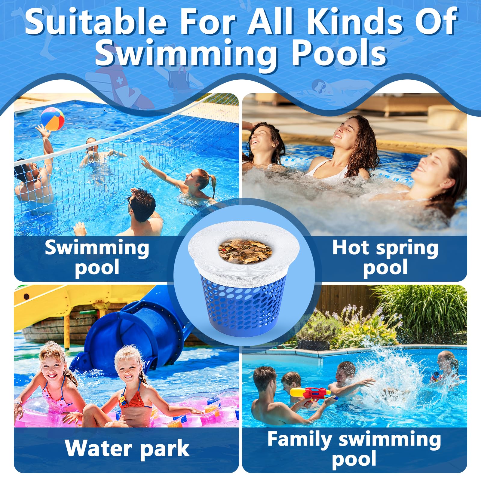 Calze Filtro Per Skimmer Piscina - 30 Pezzi Riutilizzabili In Nylon Per Detriti E Foglie