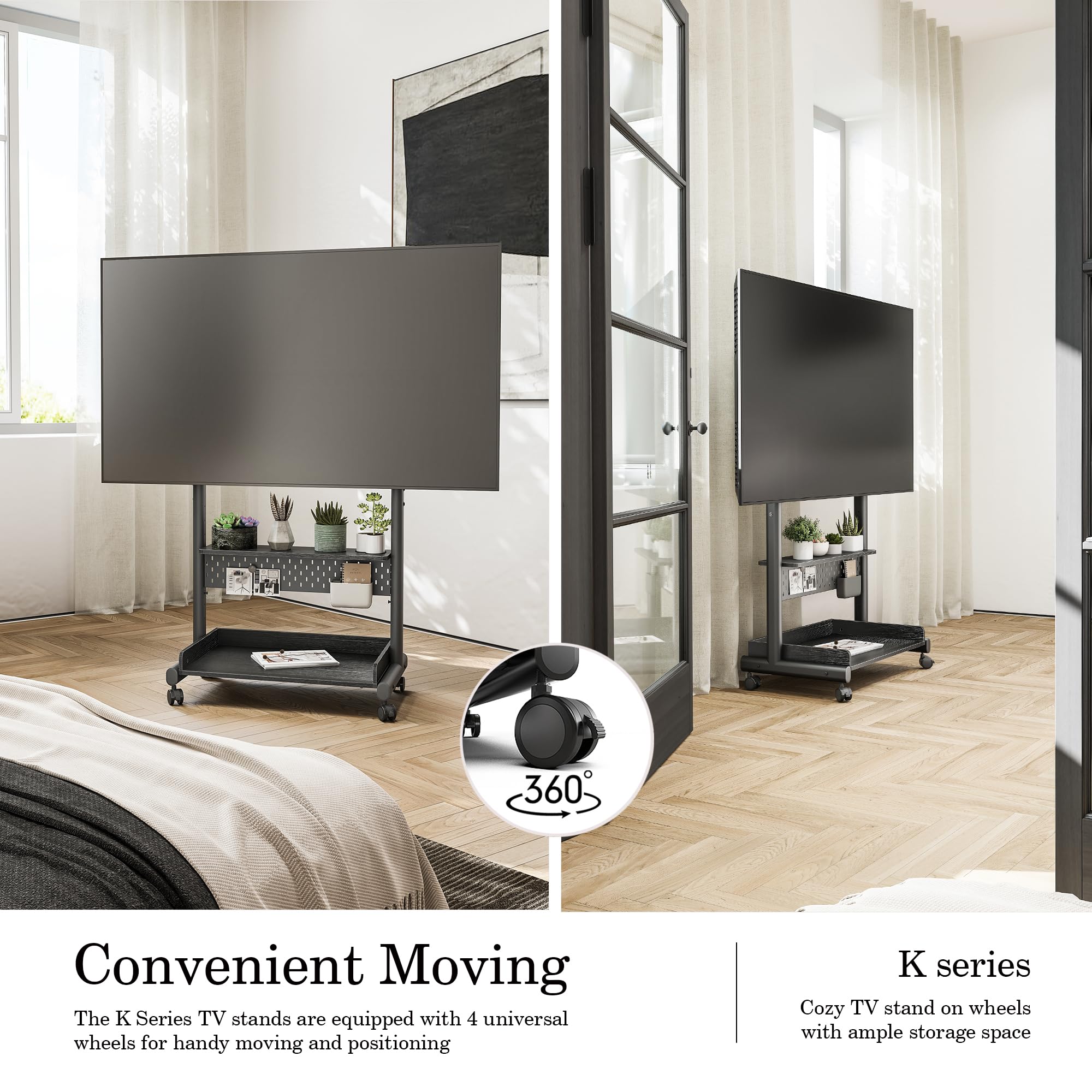 Carrello Porta TV FITUEYES Con Ruote - Per TV 40-85 Pollici, VESA 600x400mm, Portata 60kg, Legno E Acciaio - Foto 7