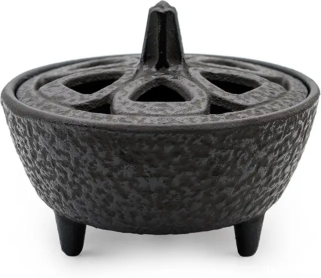 Zen Lotus Incense Burner - Cast Iron Holder for Sticks, Cones, Resins & More
