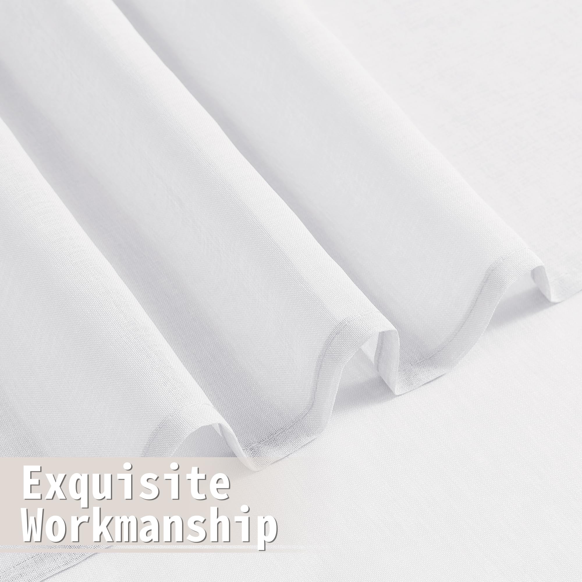 Tollpiz Rideau de porte transparent texturé en lin filtrant la lumière avec passe-tringle, 137,2 x 203,2 cm, blanc, 1 panneau