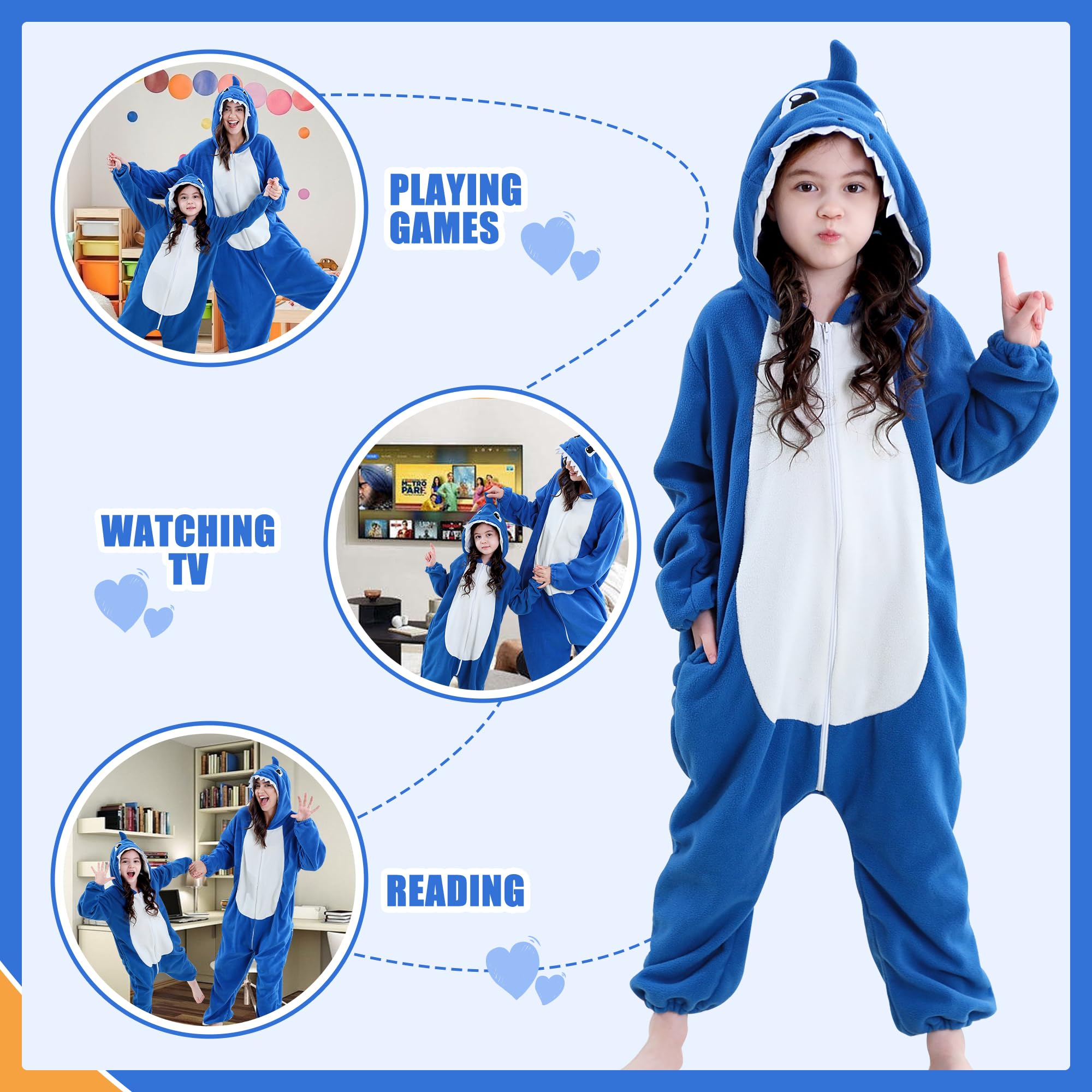 Unisex Tier Eltern Kind Kapuzen Cosplay Pyjama Ganzkörper Overall Halloween Gaming Schlafanzug Familienkostüm