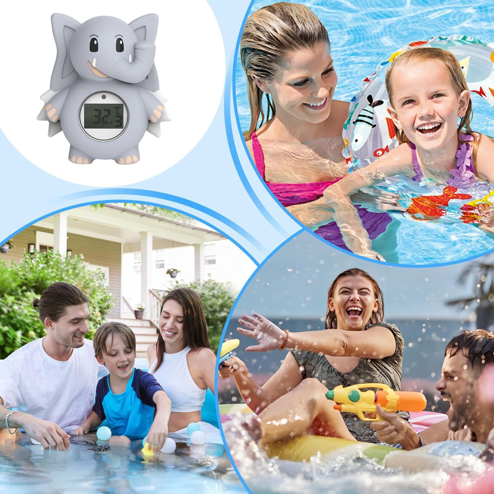 Temperatura Bagnetto Neonato LED Vasca per Bambino Doccia Piscina | Termometro Digitale Acqua Elefante per Bagnetto Neonato Nuoto Bambino Doccia Casa Esterno Piscina LED Temperatura Bagno Casa