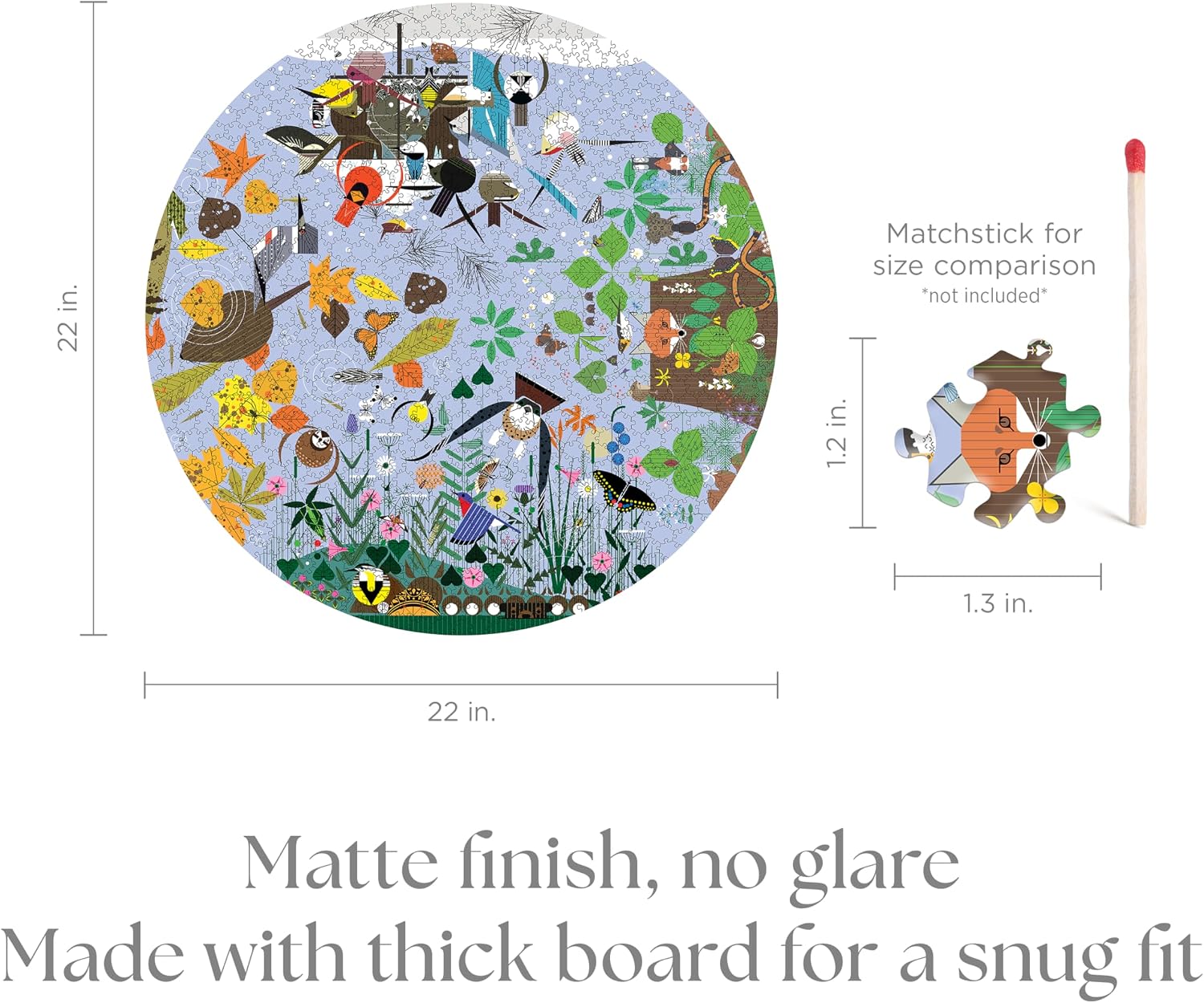 Pomegranate 1000-Piece Circular Jigsaw Puzzle for Adults, Charley Harper's Seasons, Matte Finish, Snug Fit, Circular Puzzle