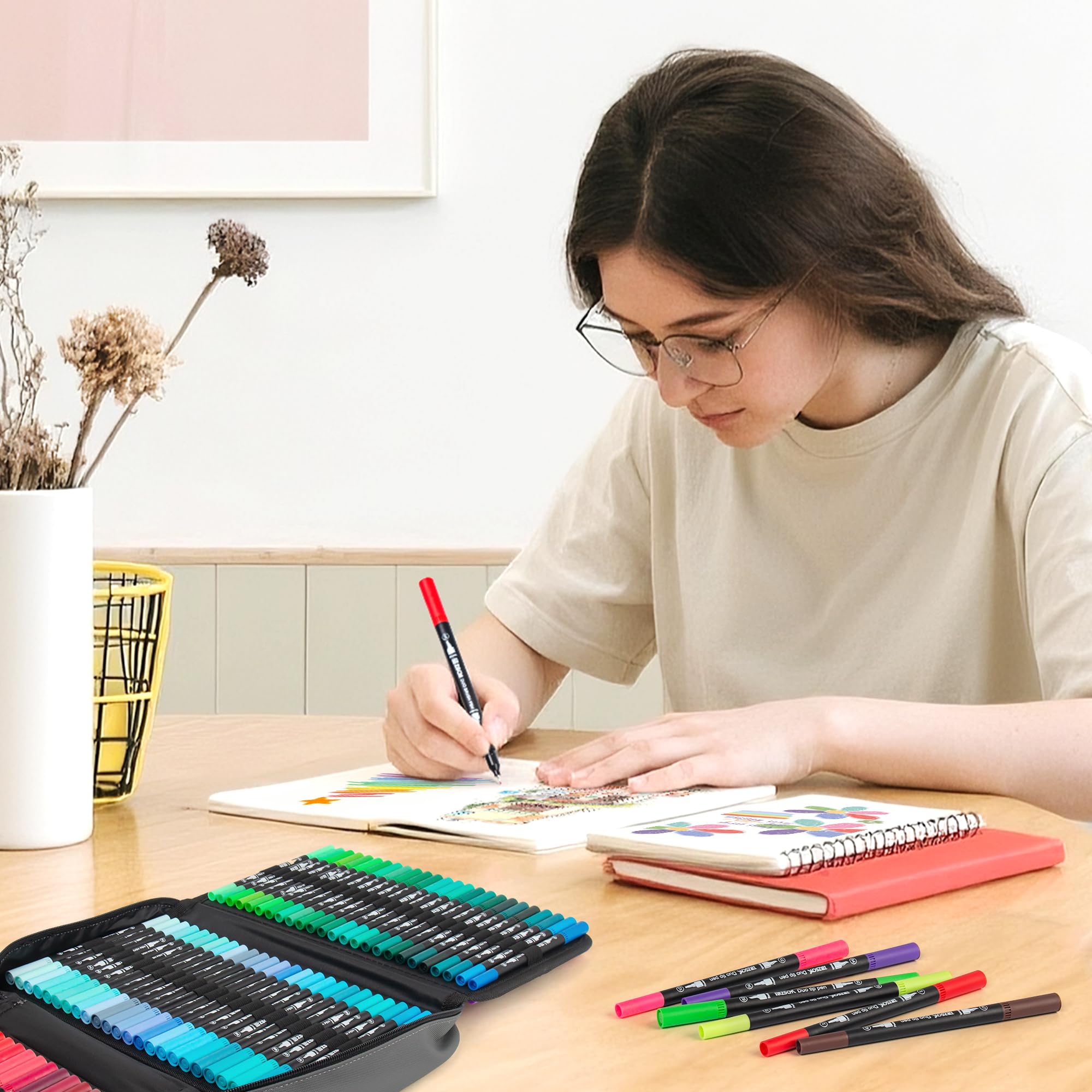 Amazon.com : ZSCM 200 Colors Markers for Adult Coloring Books No
