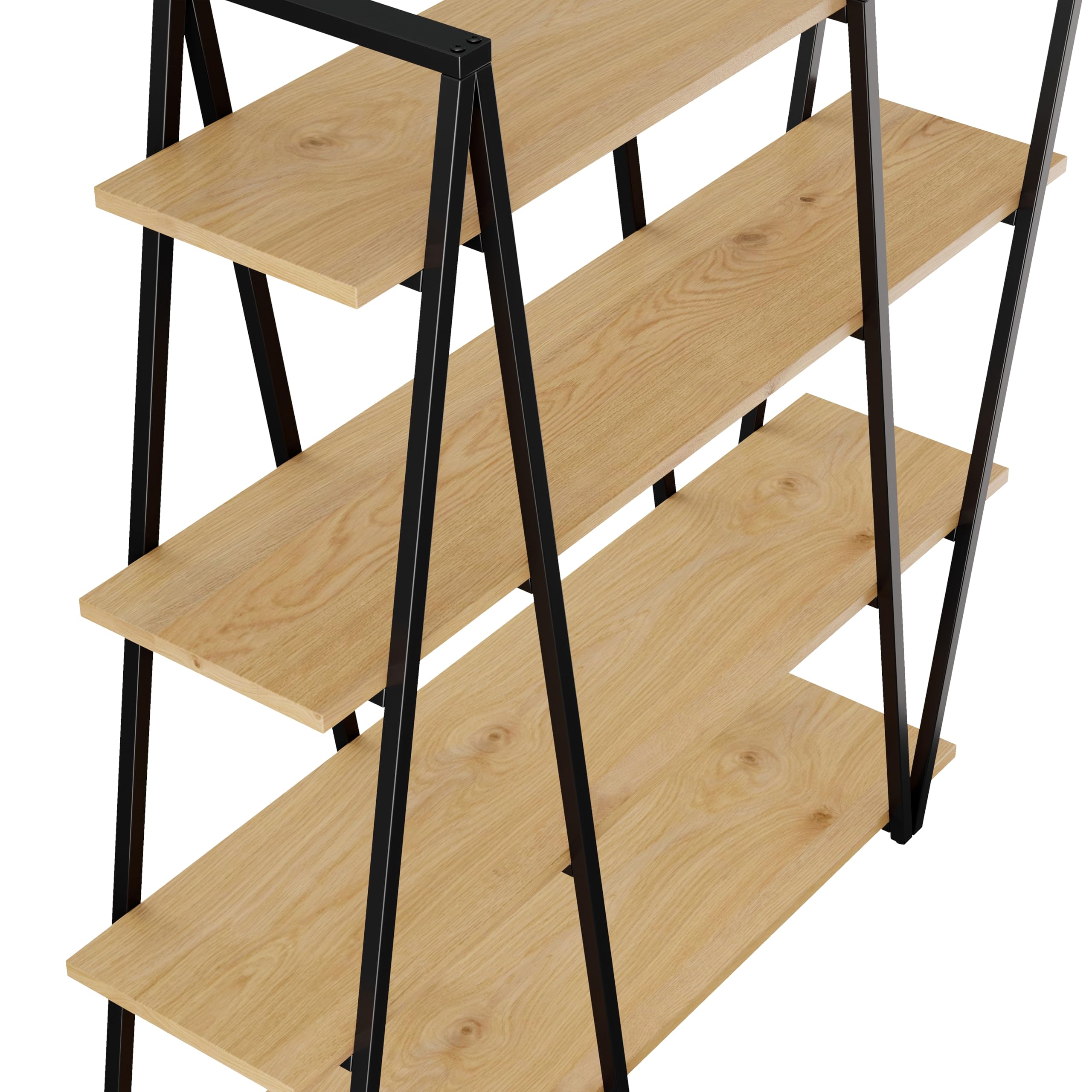 158×35×166 cm Geometrisches Stehregal – Bücherregal/Offenes Metallregal mit 25 mm Verdickt MDF-Holzböden, Dreiecksdesign, für Wohnzimmer, Küche & Arbeitszimmer,Regal - Bücherregal
