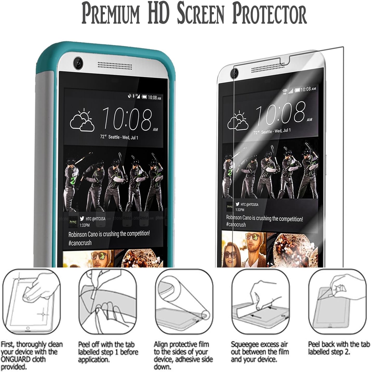 STARSHOP Desire 626s Case, Desire 626 Case, Slim Dual Layer Armor Phone Case Cover with Spot Diamond Teal/White with Premium Screen Protector