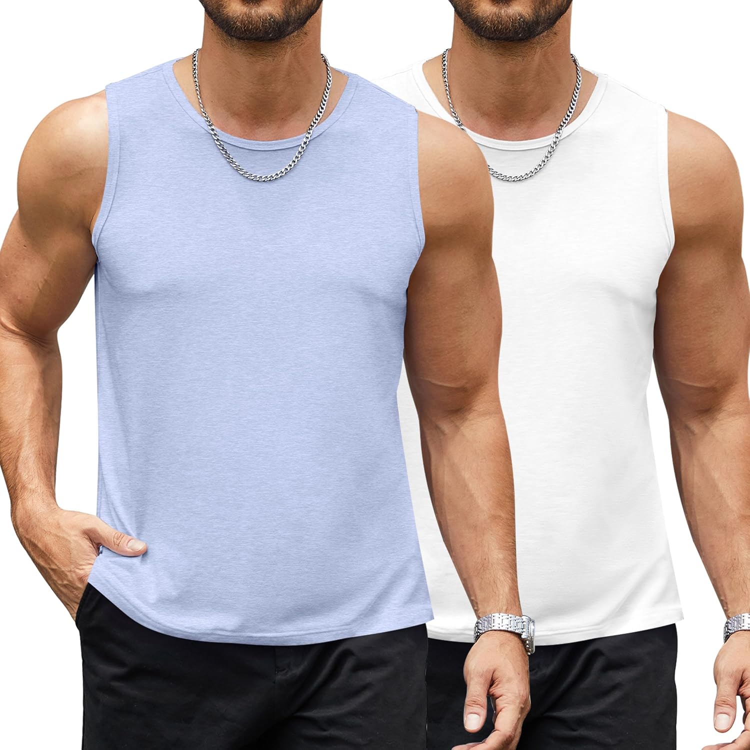 Men's 2 Pack Workout Tank Top Sleeveless Casual Running Gym Muscle Bodybuilding Casual Tees