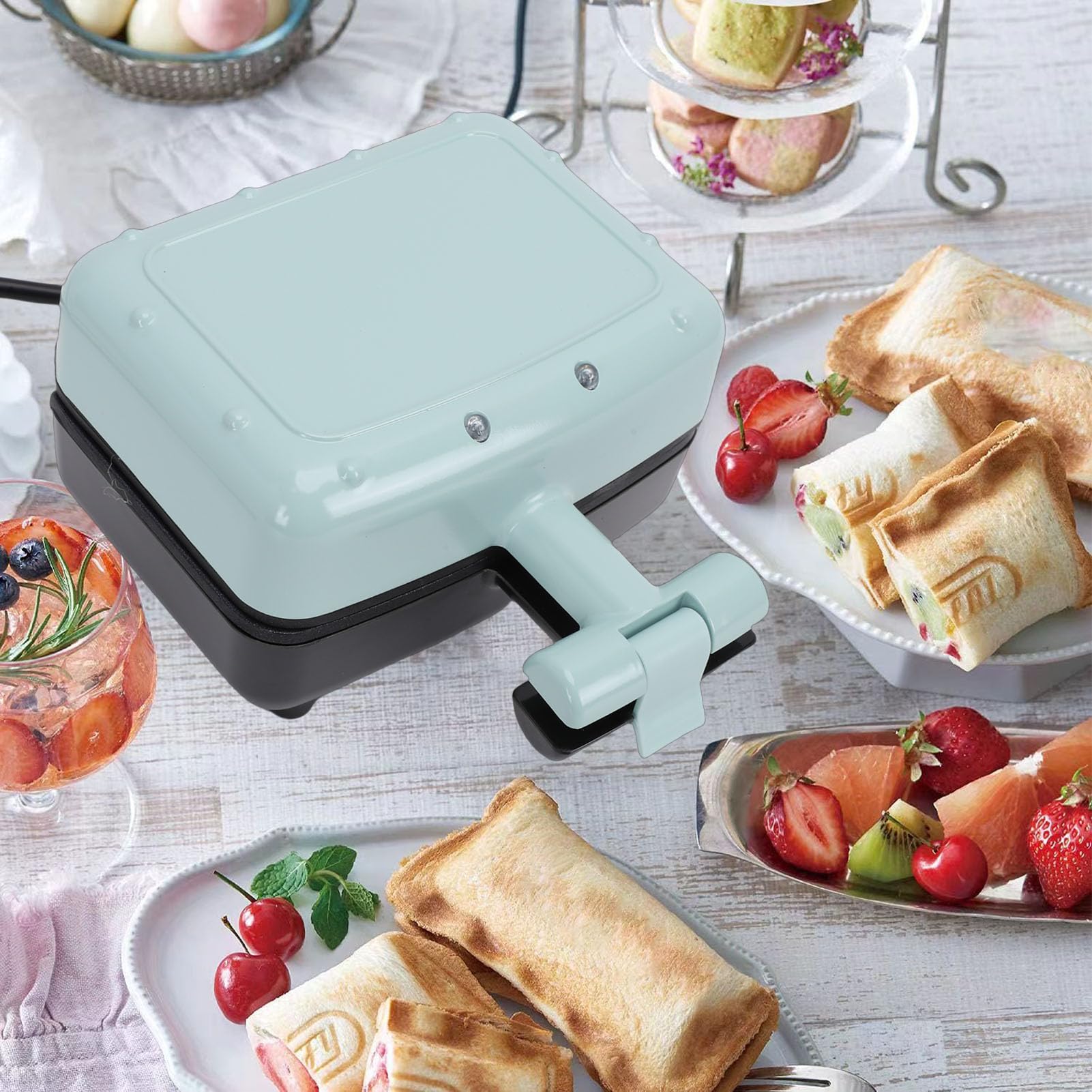 Mini Sandwichera antiadherente de doble cara para tostadas, tortilla, Panini, prensa con mango de tacto frío, pies antideslizantes