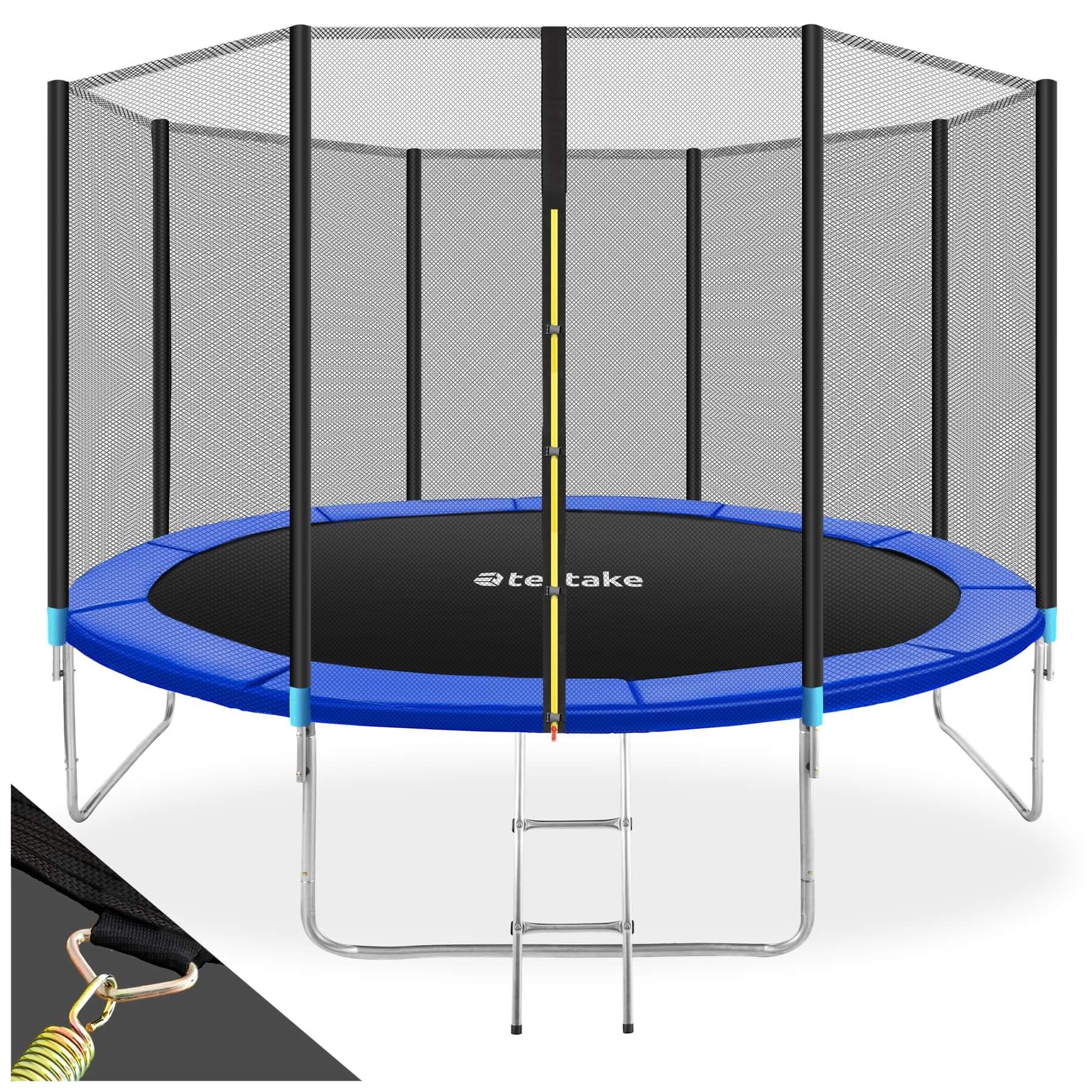 tectake® Trampolino Elastico da Giardino, per Fitness e Gioco, per Bambini e Adulti, con Rete di Sicurezza e Scaletta