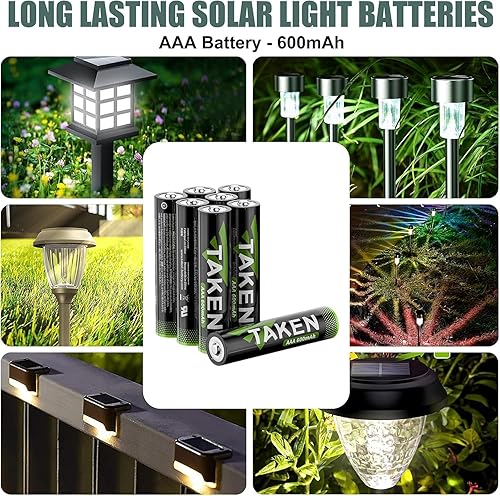 Miniatura 3 de Taken Paquete de 12 pilas AAA, baterías solares precargadas para luces solares al aire libre, luces de jardín, luces de cadena, luces de camino de