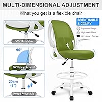 Vista 5 de Primy Silla de dibujo alta de oficina con reposabrazos abatibles, silla de escritorio ergonómica ejecutiva para computadora con soporte lumbar