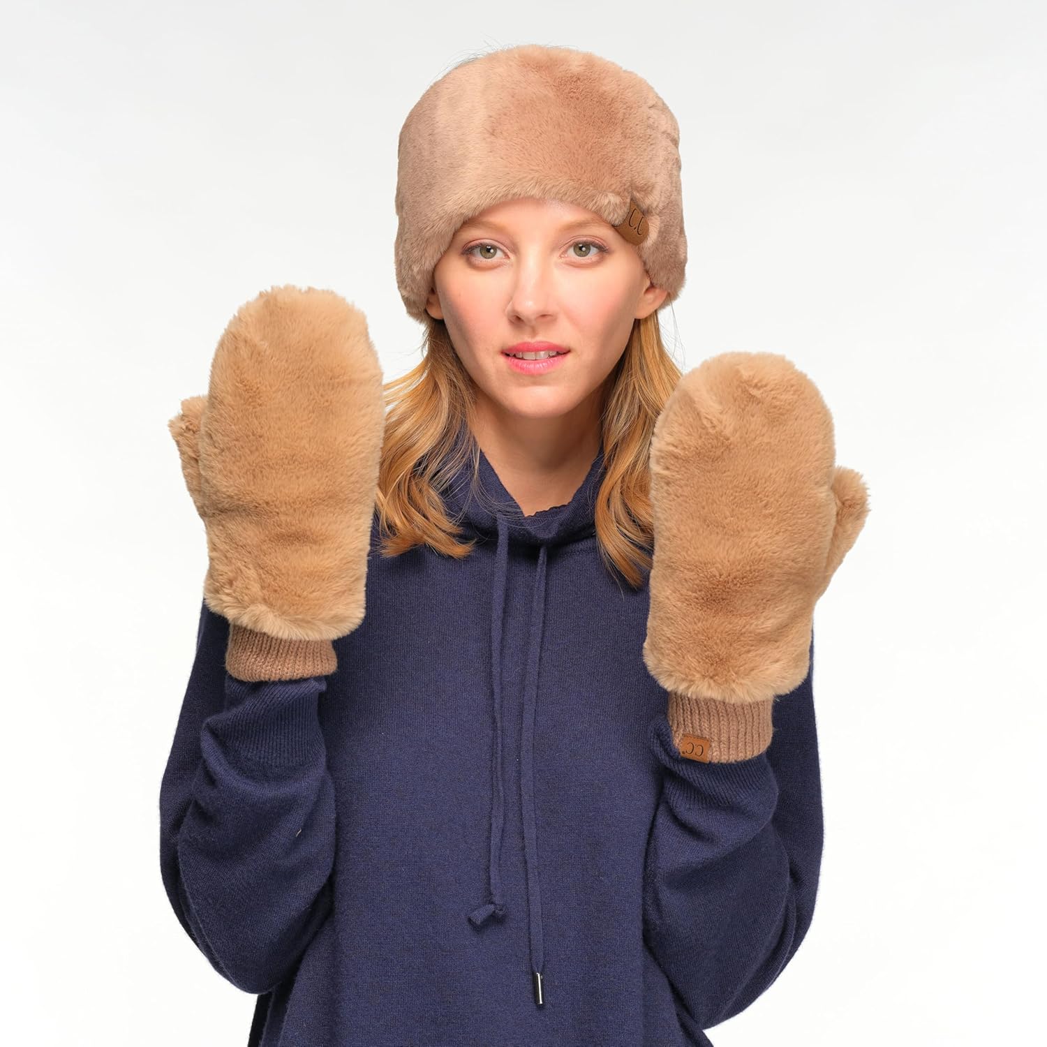 C.C Women Thick Faux Fur - Sherpa Fleece Lined Warm Winter Mittens - Image 6