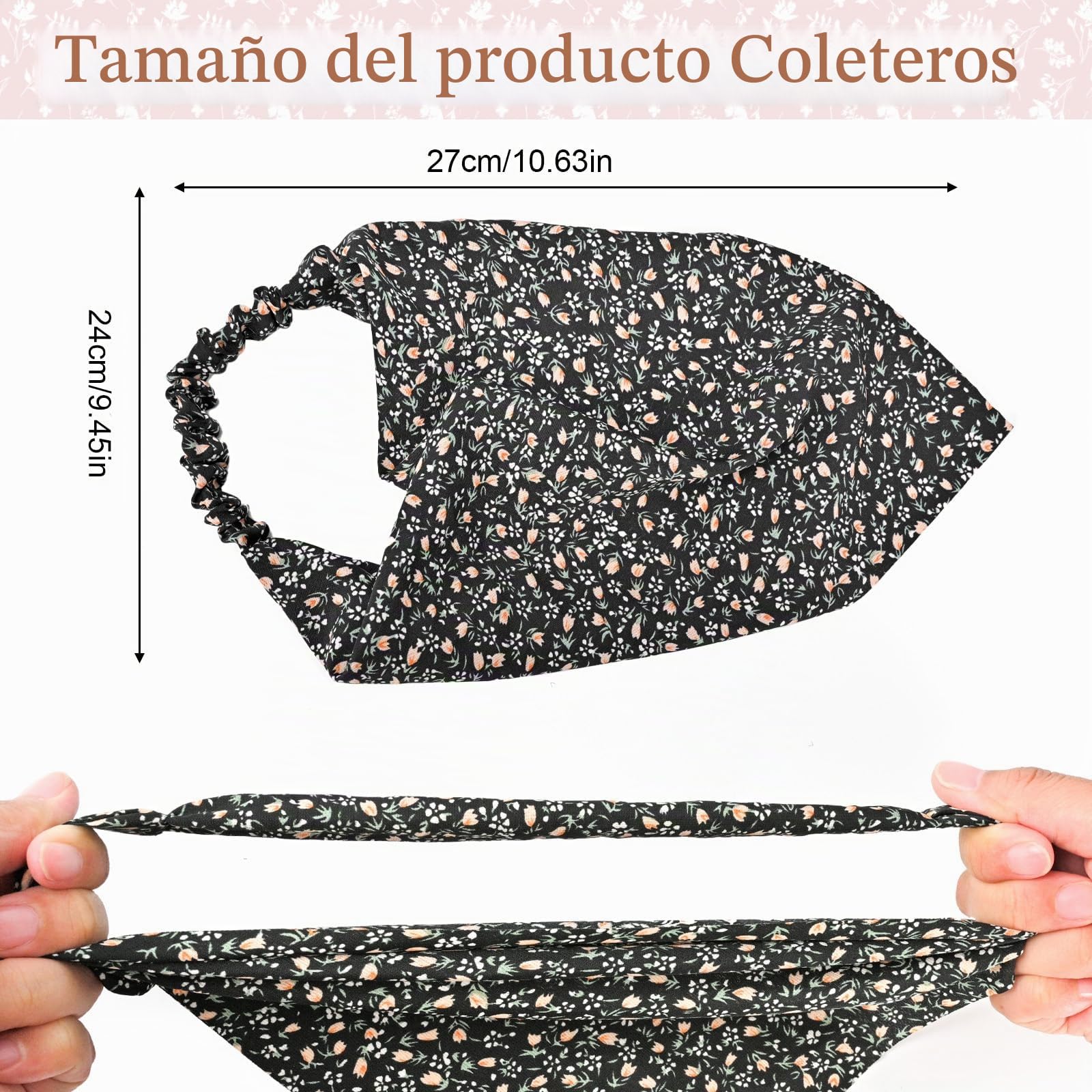 Pañuelos para mujer con flores, diademas elásticas boho de gasa, accesorio para el cabello para mujer y niña