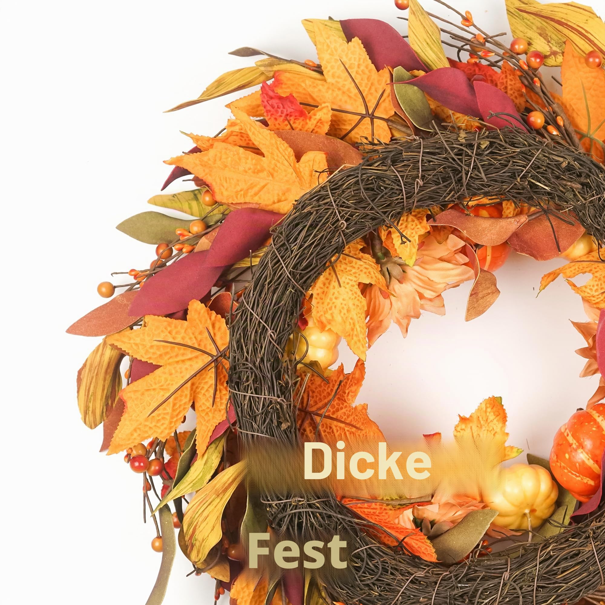 Herbstkränze für Haustür, 55,9 cm, Herbstkranz mit Beerenkürbis, Ahornblättern, Erntedankfest-Dekorationen für drinnen und draußen