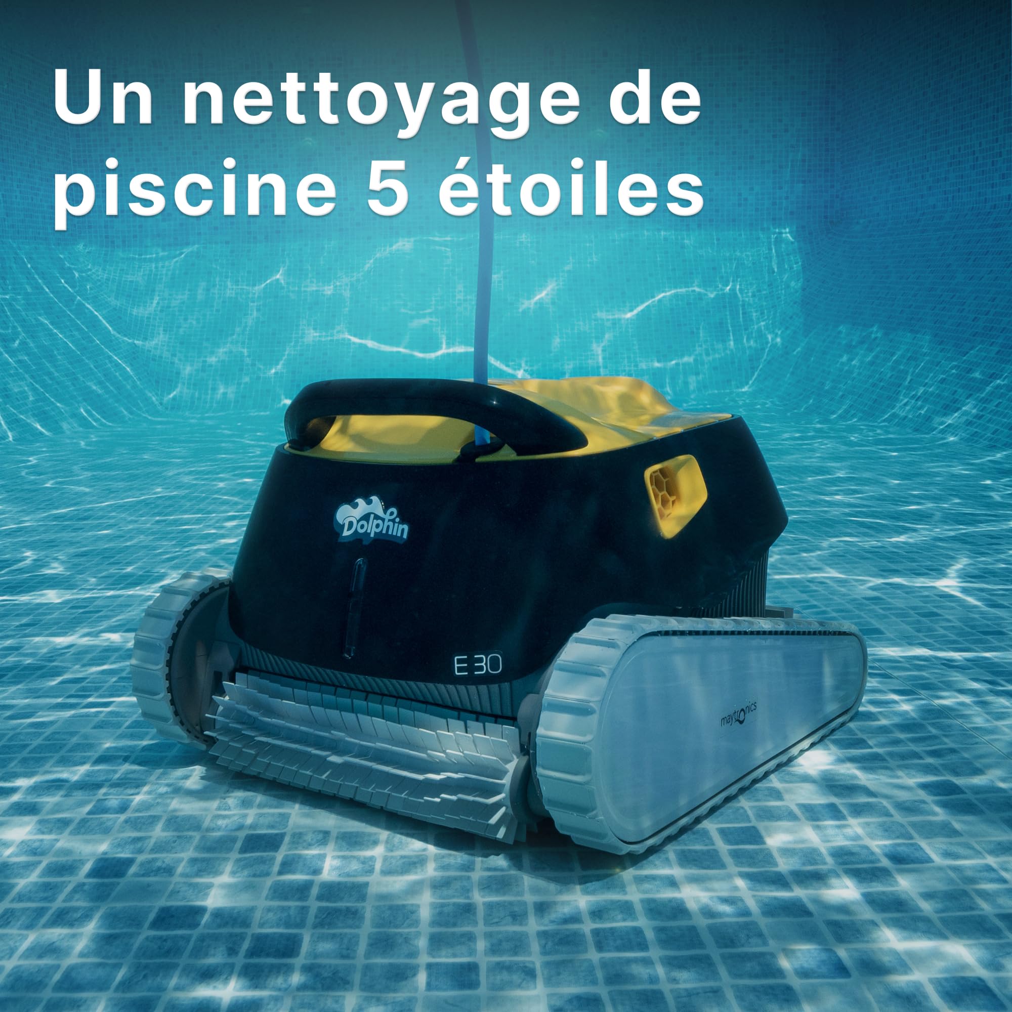 Dolphin E30 Robot Nettoyeur électrique avec Fil pour Piscine Hors-Sol Jusqu’à 12 m - Nettoyage Fond et parois - Filtration Ultra Fine
