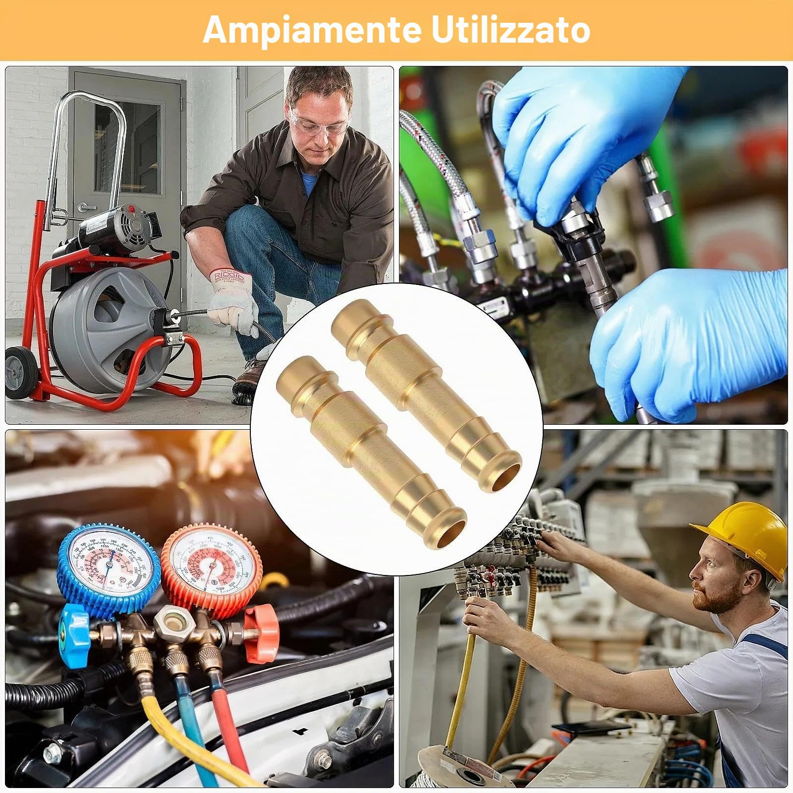 4 PCS Raccordo Aria Compressa 10mm, Raccordo Rapido per Compressore Aria | Raccordo Pneumatico, Filettato Maschio per Tubo, Connettore Innesto Rapido