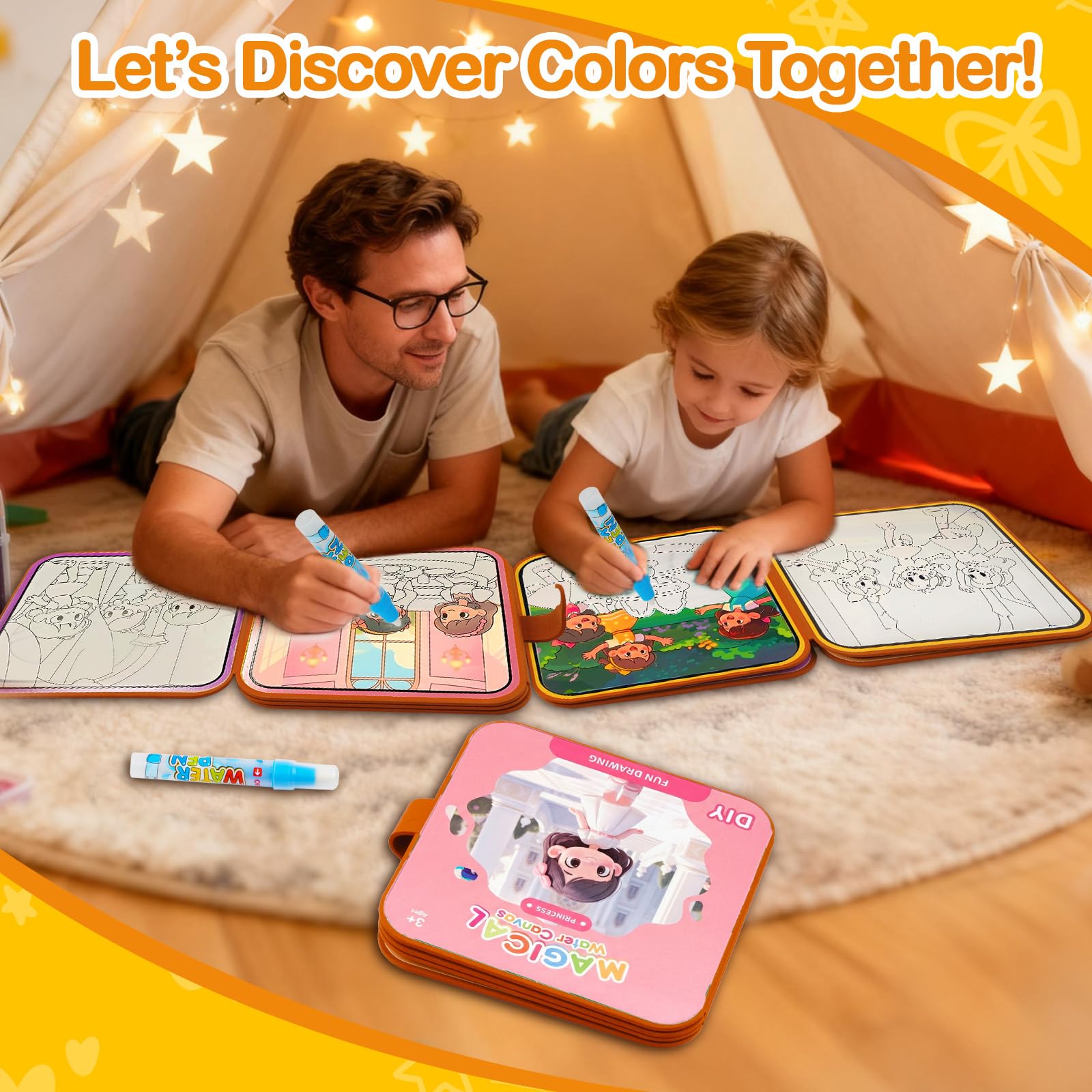 Libro de Colorear con Agua Mágico Princesas, 2 en 1 Reutilizable Libro de Pintura con Agua y Juego de Vestir con Velcro, Juguete Educativo de Viaje para Niñas de 3 a 6 Años — view 5