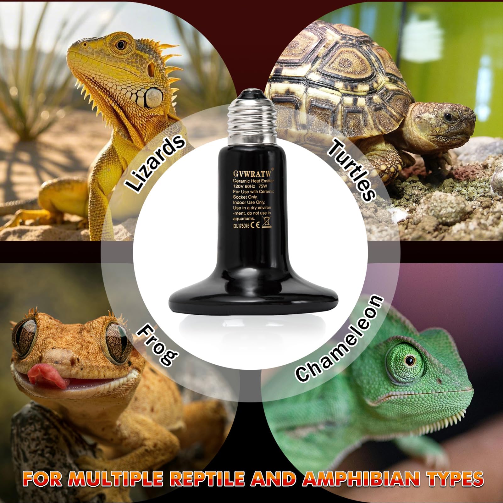 GVWRATW 2 Pack Reptile Ceramic Lamp 0.28 inch(85mm)- No Light Reptile Heat Lamp for Bearded Dragons, Turtles, Snakes, Lizards - Ideal for Pet Brooders - Safe Heating for Amphibians & Small Animals - image 6