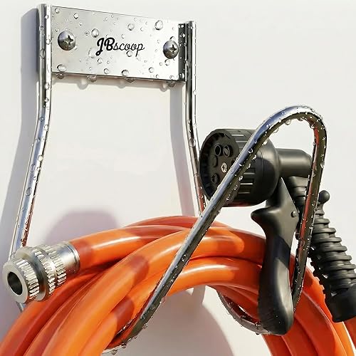 JBscoop Soporte para Manguera de Jardín de Acero Inoxidable Pequeño para Montaje en Pared, Ideal para Agua, Aire, Manguera Hidráulica, Cuerdas,