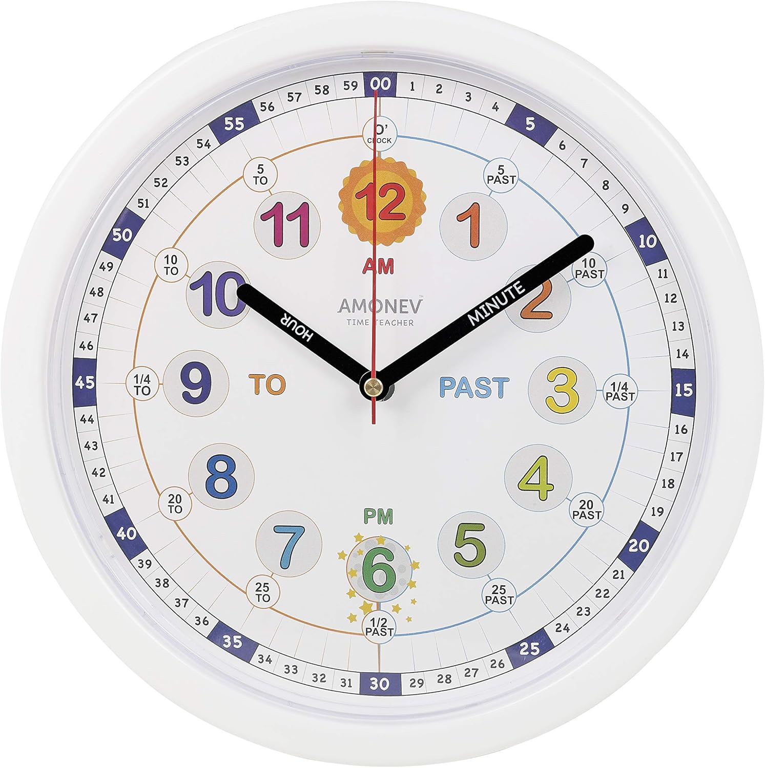 Amonev Time Teacher Clock (V2) Children’s Clock, Easy to Read Analogue