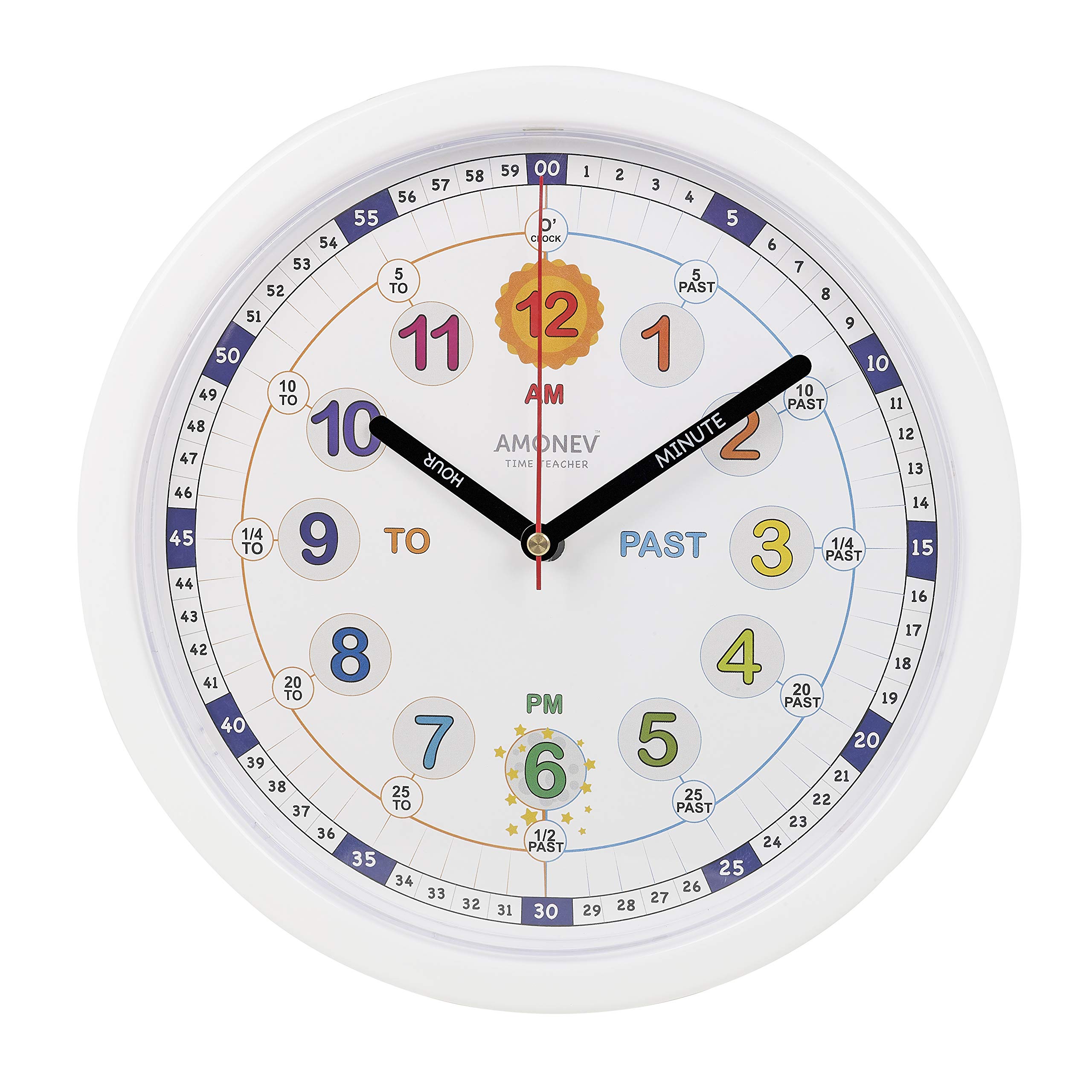 Buy Amonev Time Teacher Clock Children Silent Wall Clock, Easy to Read